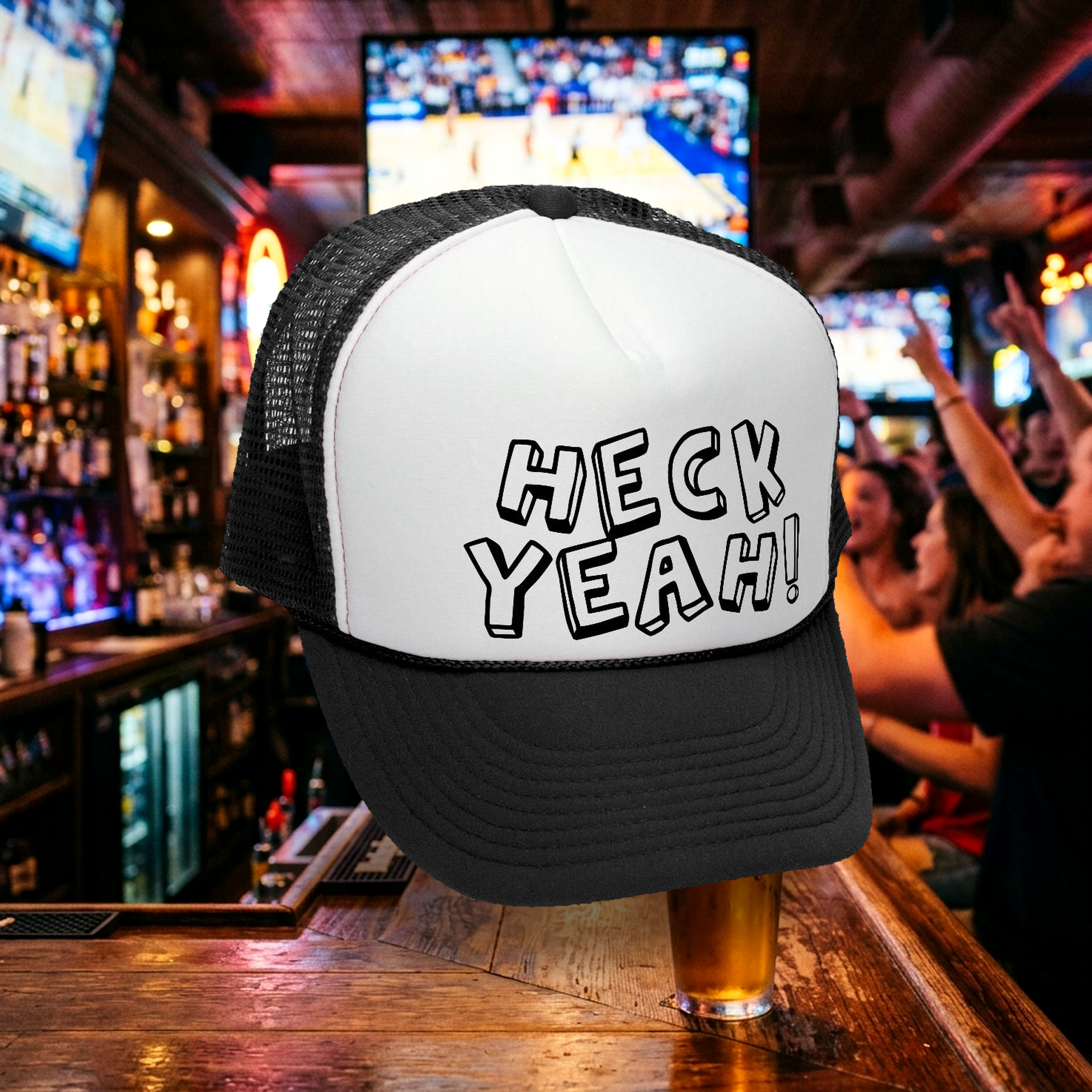 heckyeah Trucker Hat - Mesh Cap - Five Panel Retro Style TRUCKER Cap
