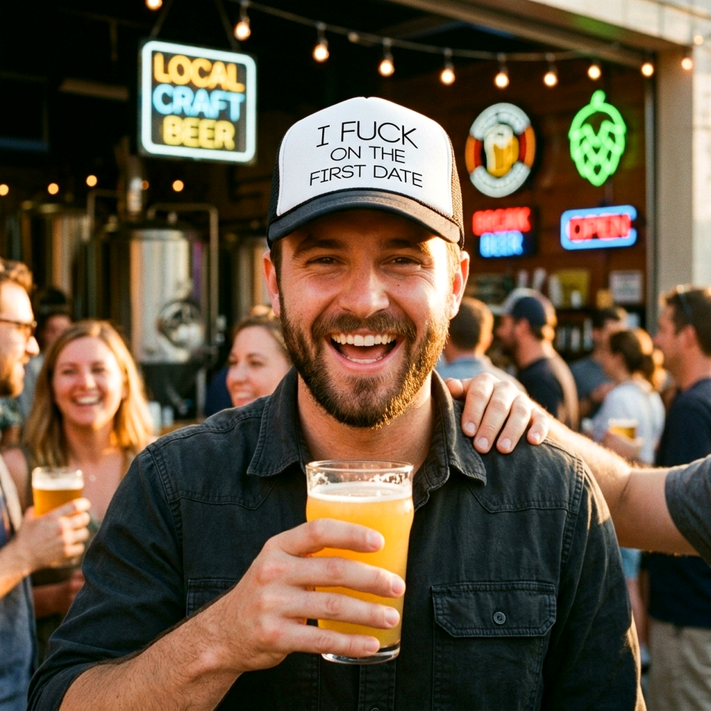 I F*ck On The First Date Trucker Hat - Five Panel Retro Style TRUCKER Cap