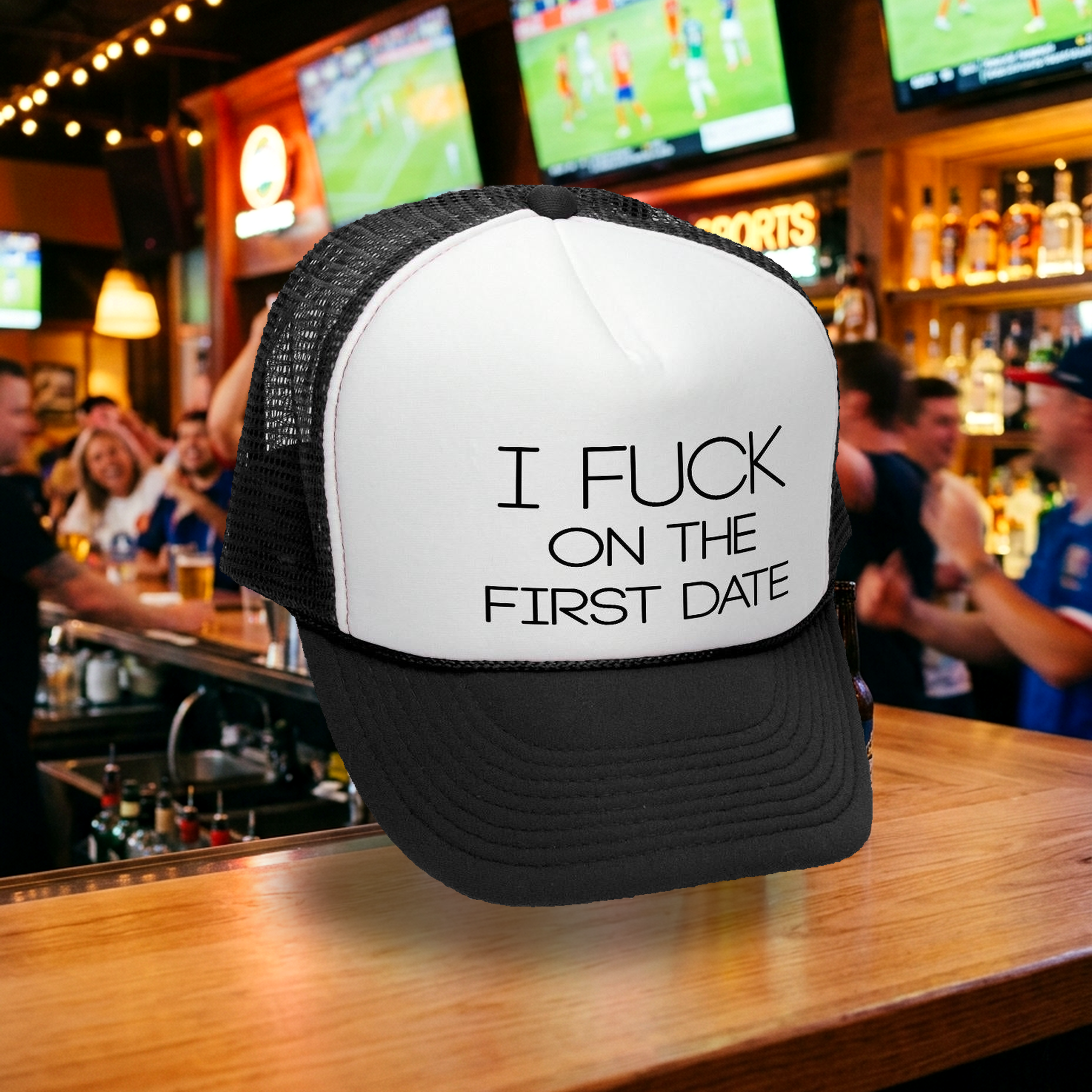 I F*ck On The First Date Trucker Hat - Five Panel Retro Style TRUCKER Cap