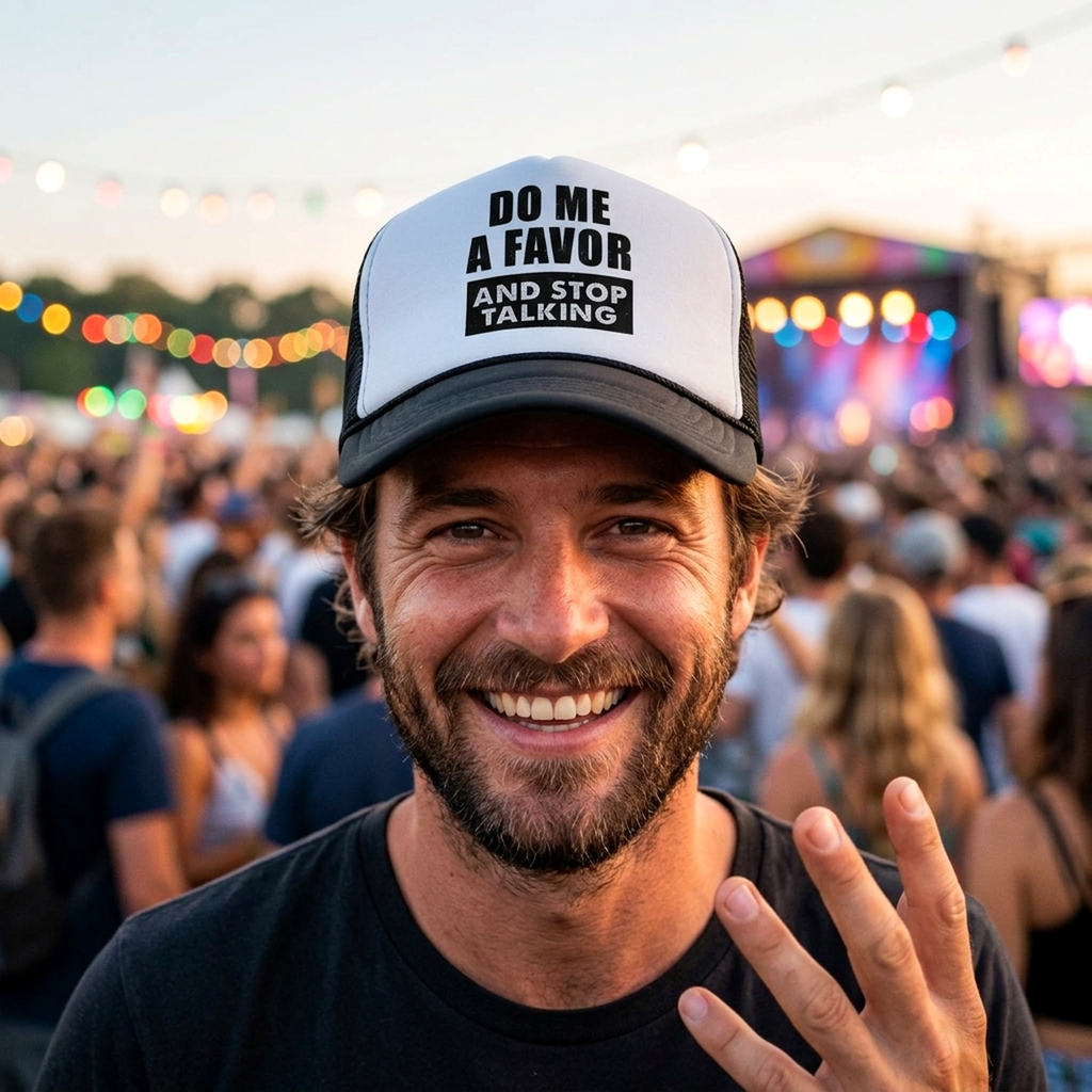 Do Me a Favor - STOP TALKING - Vintage Retro Style Trucker Cap Hat - Five Panel Retro Style TRUCKER Cap