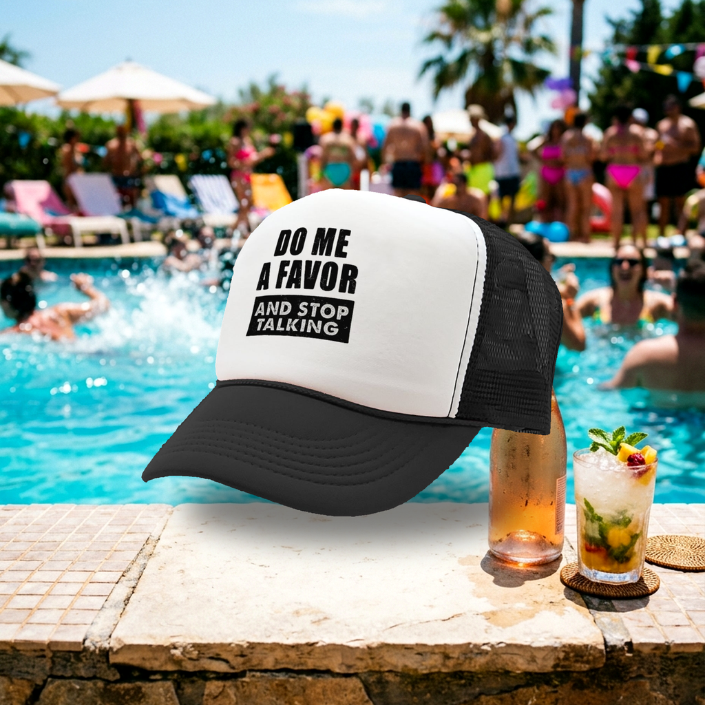 Do Me a Favor - STOP TALKING - Vintage Retro Style Trucker Cap Hat - Five Panel Retro Style TRUCKER Cap