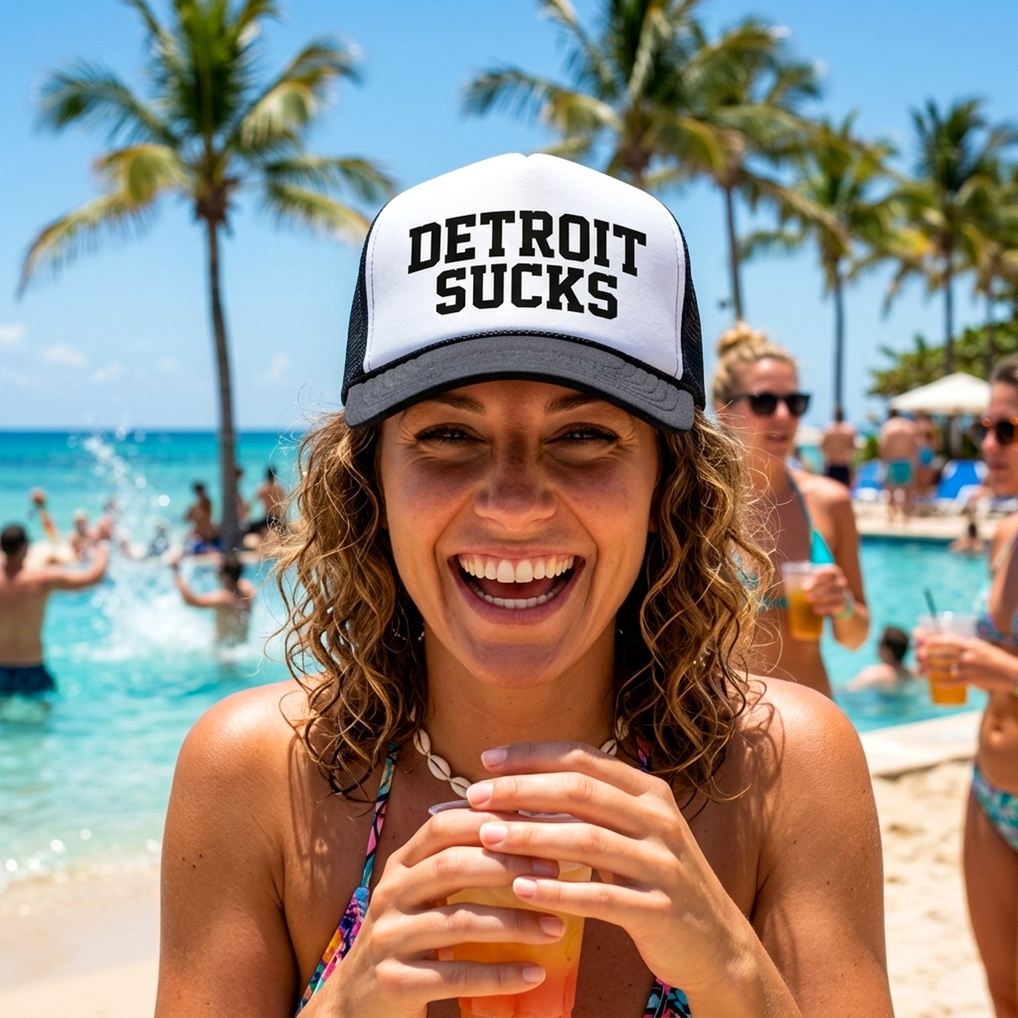 Detroit Sucks Trucker Hats - Mesh Cap - Five Panel Retro Style TRUCKER Cap