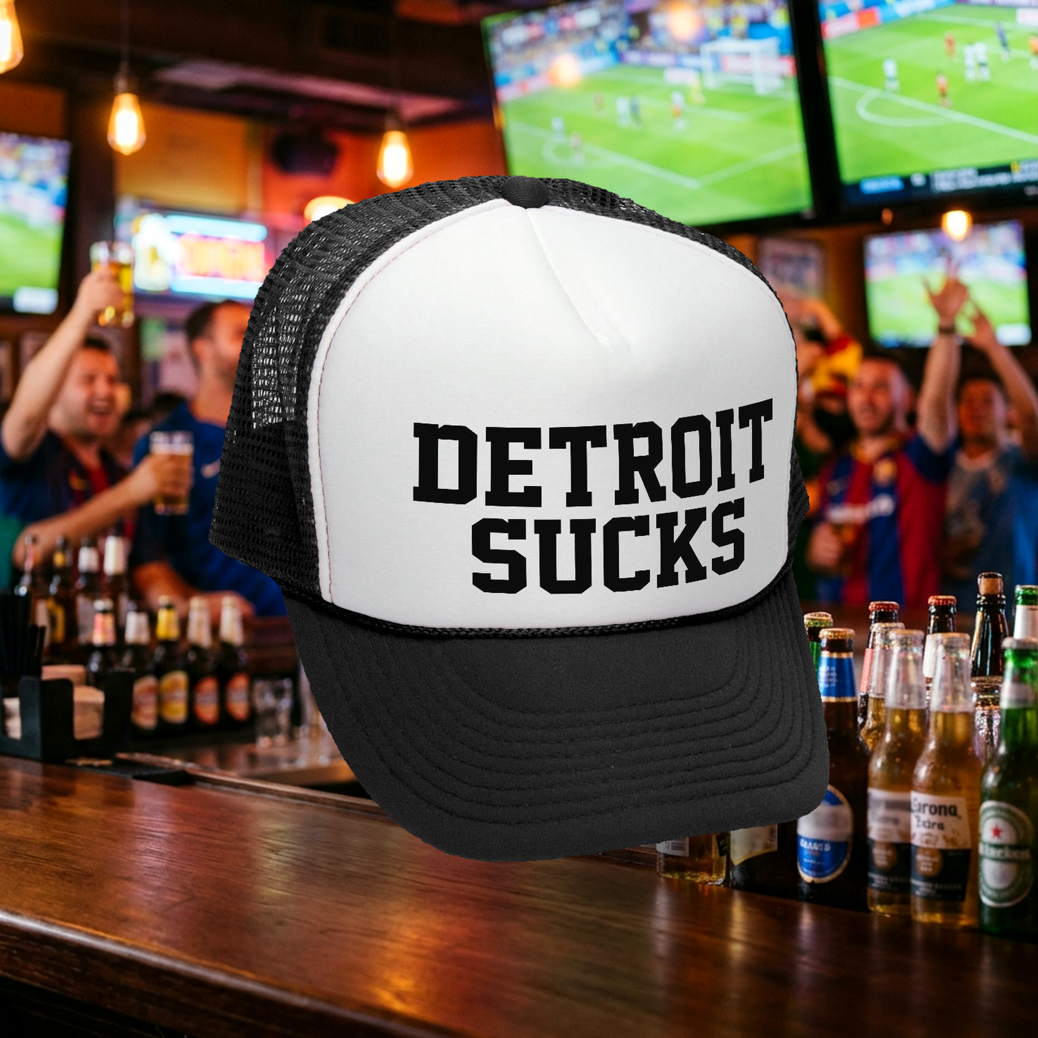 Detroit Sucks Trucker Hats - Mesh Cap - Five Panel Retro Style TRUCKER Cap