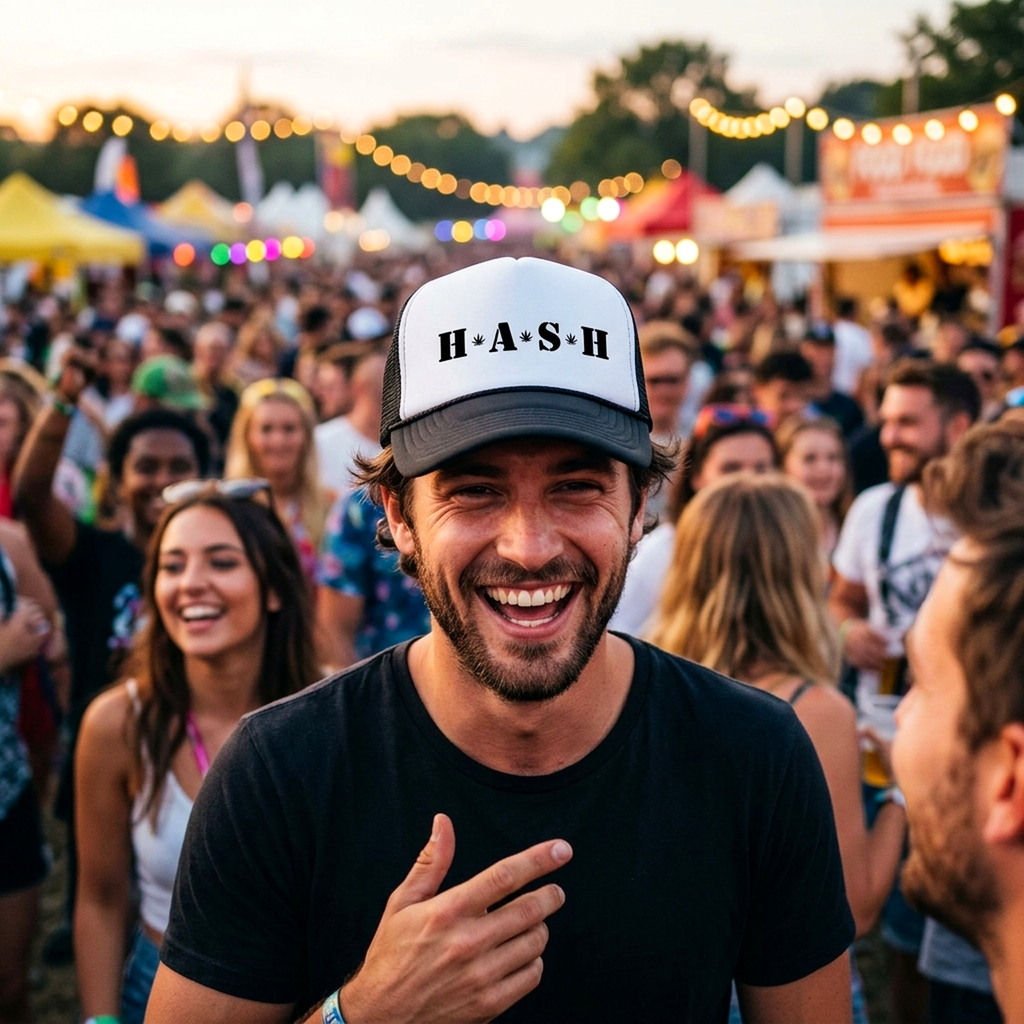 hash Trucker Hat - Mesh Cap - Five Panel Retro Style TRUCKER Cap