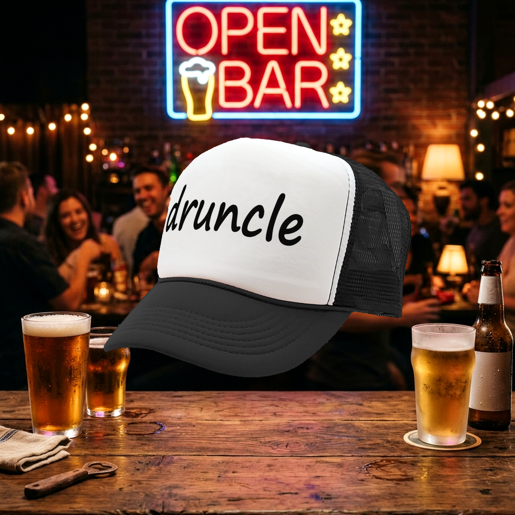 DRUNCLE - drunk uncle fathers day funny gag - Vintage Retro Style Trucker Cap Hat - Five Panel Retro Style TRUCKER Cap