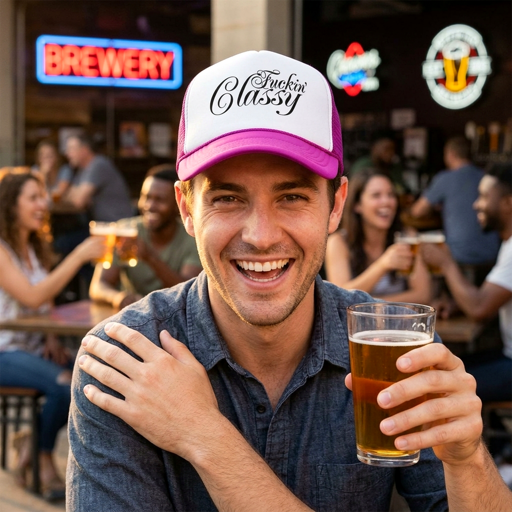 FUCKING CLASSY - vulgar obscene raunchy - Vintage Retro Style Trucker Cap Hat - Five Panel Retro Style TRUCKER Cap