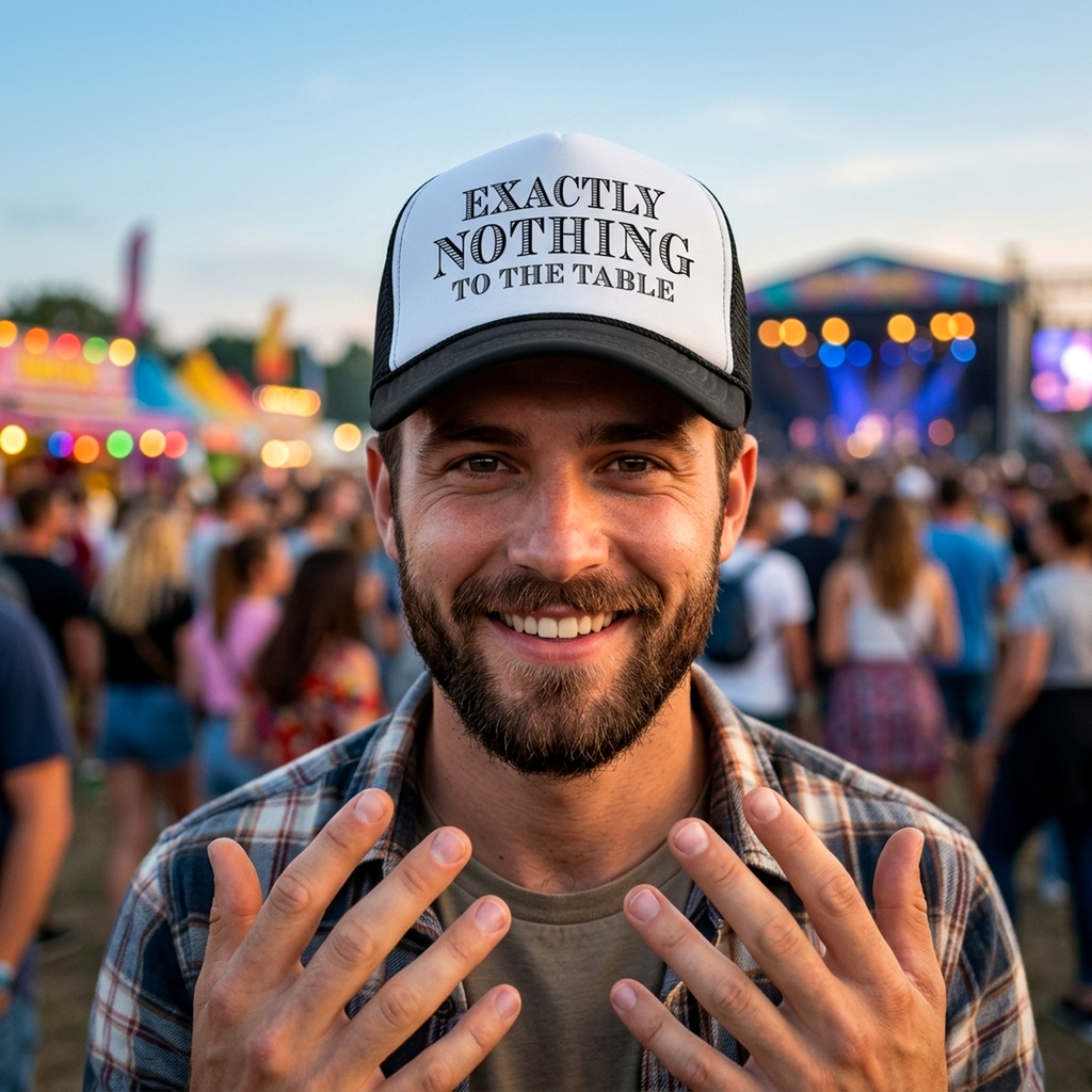I BRING NOTHING TO THE TABLE - Vintage Retro Style Trucker Cap Hat - Five Panel Retro Style TRUCKER Cap