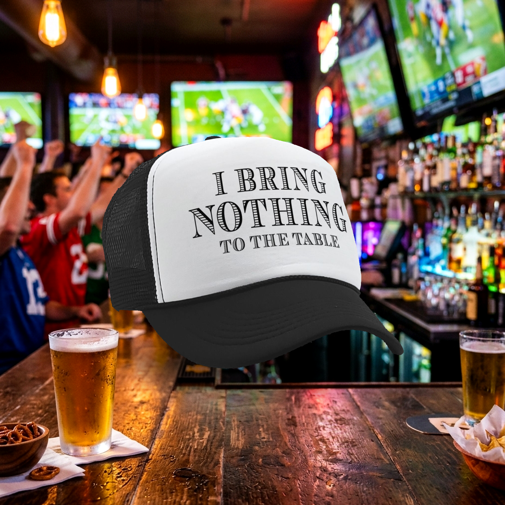 I BRING NOTHING TO THE TABLE - Vintage Retro Style Trucker Cap Hat - Five Panel Retro Style TRUCKER Cap