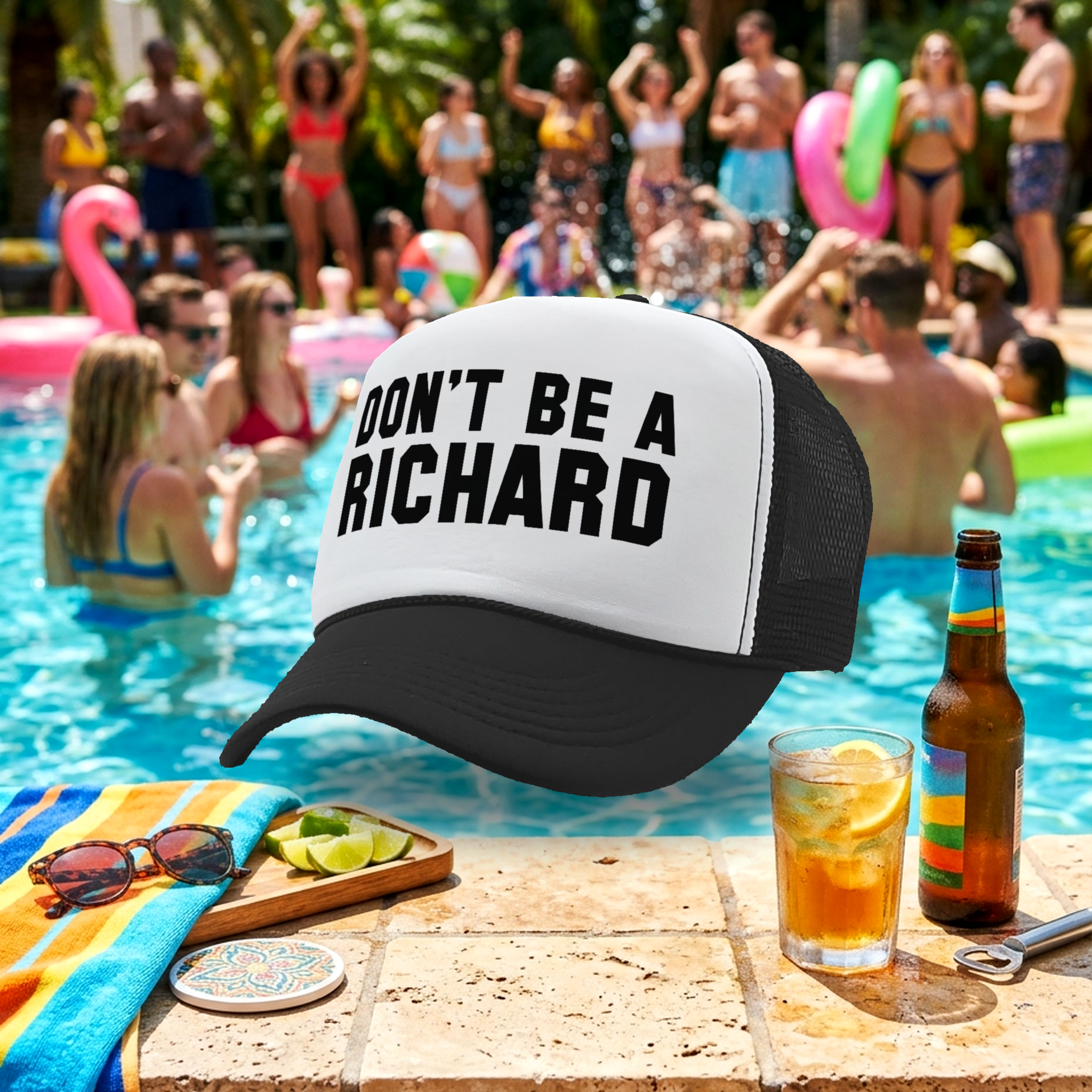 DON'T BE A RICHARD - funny - Vintage Retro Style Trucker Cap Hat - Five Panel Retro Style TRUCKER Cap