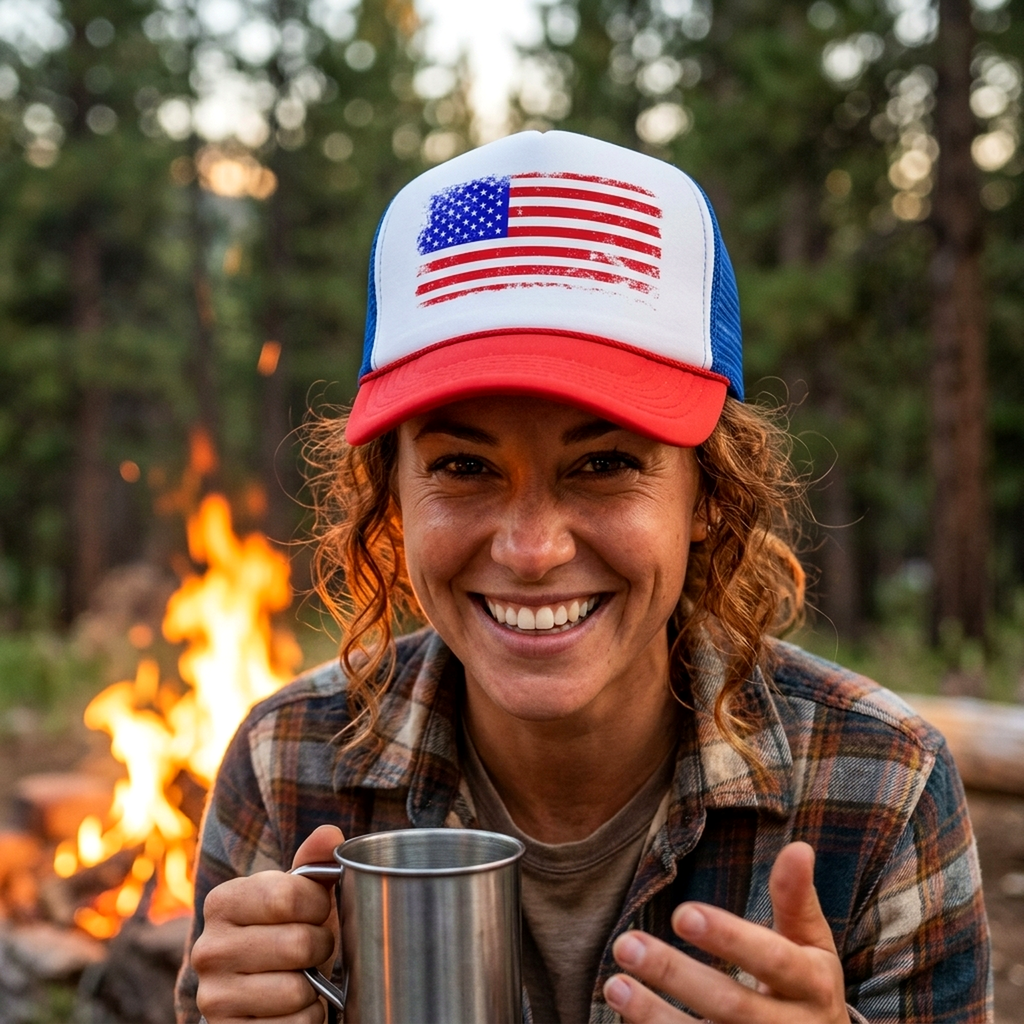 Grunge American Flag - Patriotic usa murica - Vintage Retro Style Trucker Cap Hat - Five Panel Retro Style TRUCKER Cap