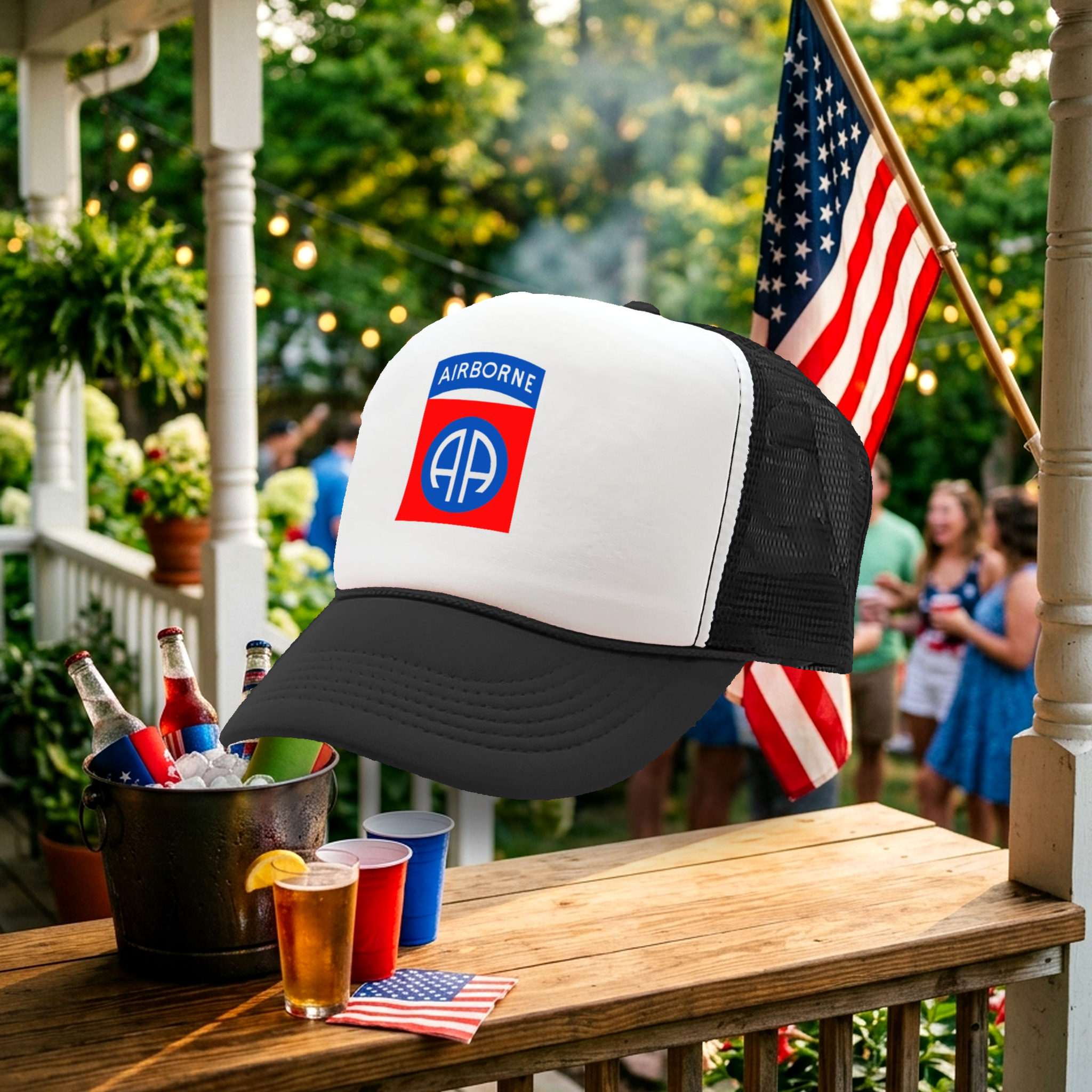 AIRBORNE ASSAULT - us army america - Vintage Retro Style Trucker Cap Hat - Five Panel Retro Style TRUCKER Cap
