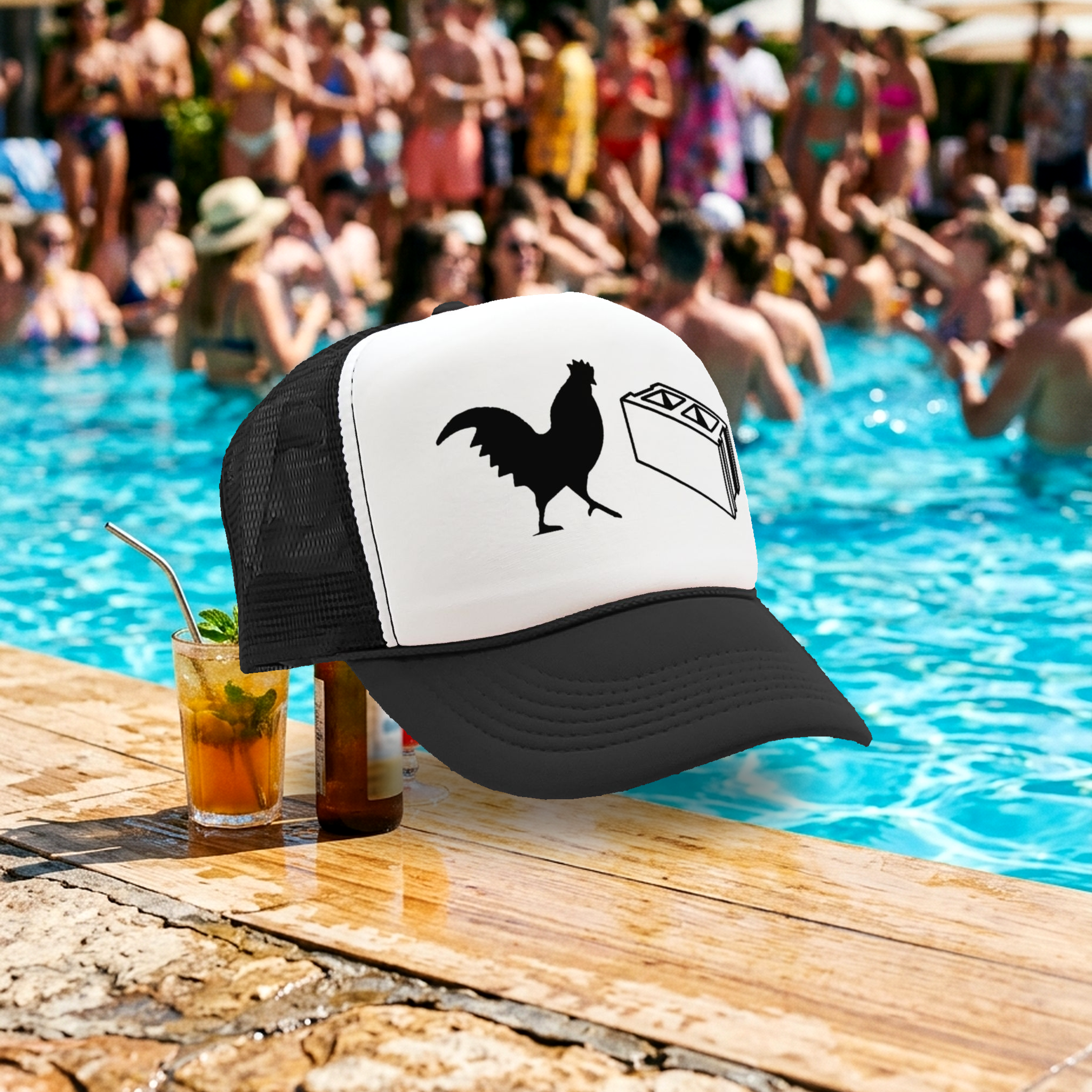 COCK BLOCK - funny sexy wingman joke gag - Vintage Retro Style Trucker Cap Hat - Five Panel Retro Style TRUCKER Cap