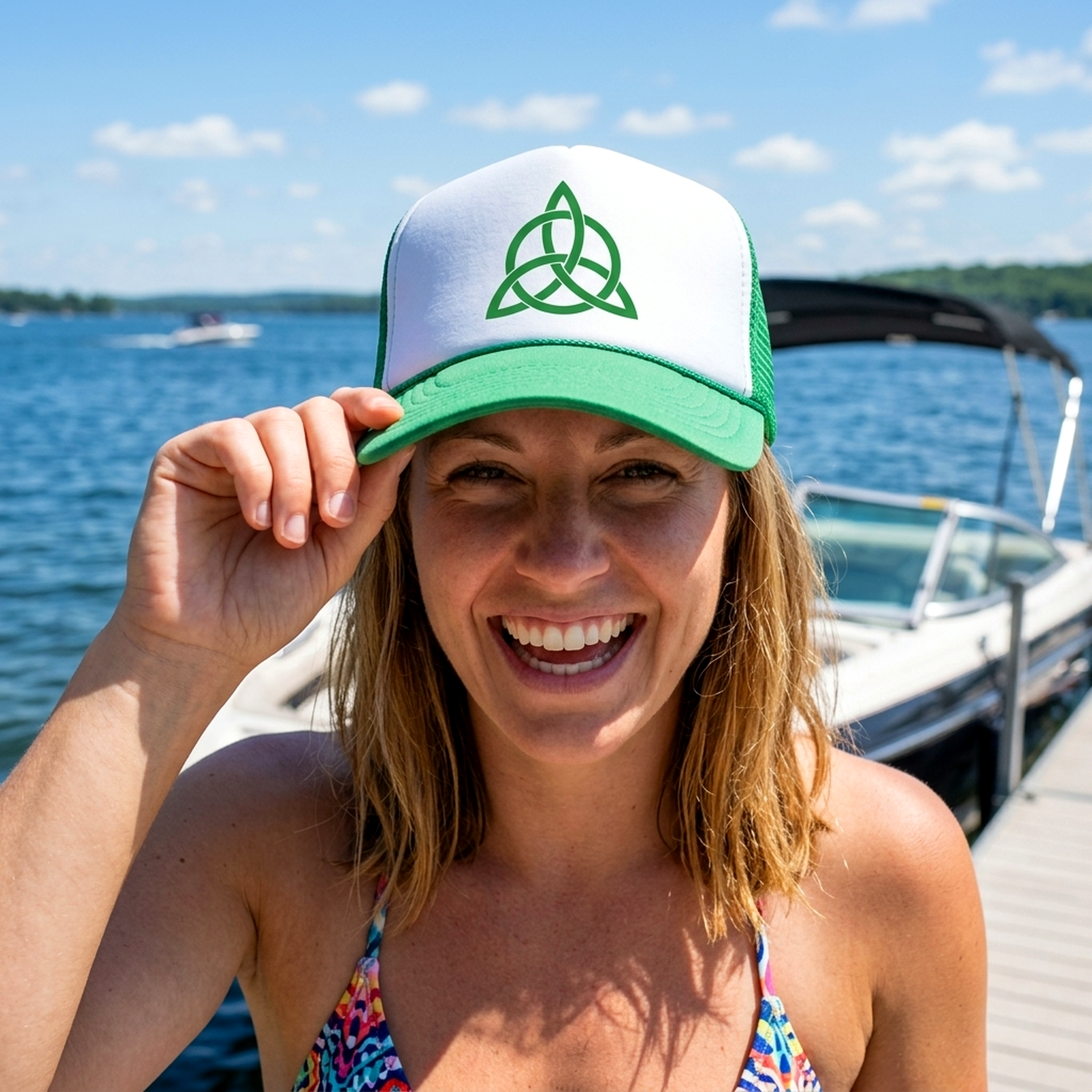 CELTIC KNOT - trifoil scottish scotland - Vintage Retro Style Trucker Cap Hat - Five Panel Retro Style TRUCKER Cap