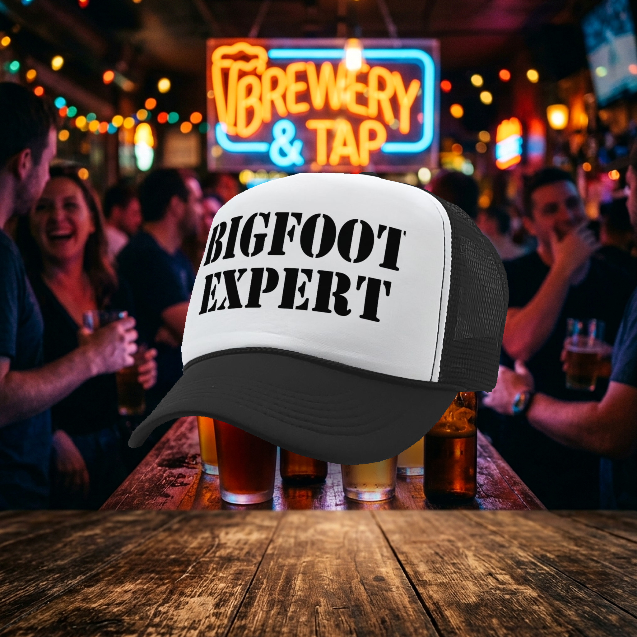 BIGFOOT EXPERT - squatchin sasquatch spook - Vintage Retro Style Trucker Cap Hat - Five Panel Retro Style TRUCKER Cap