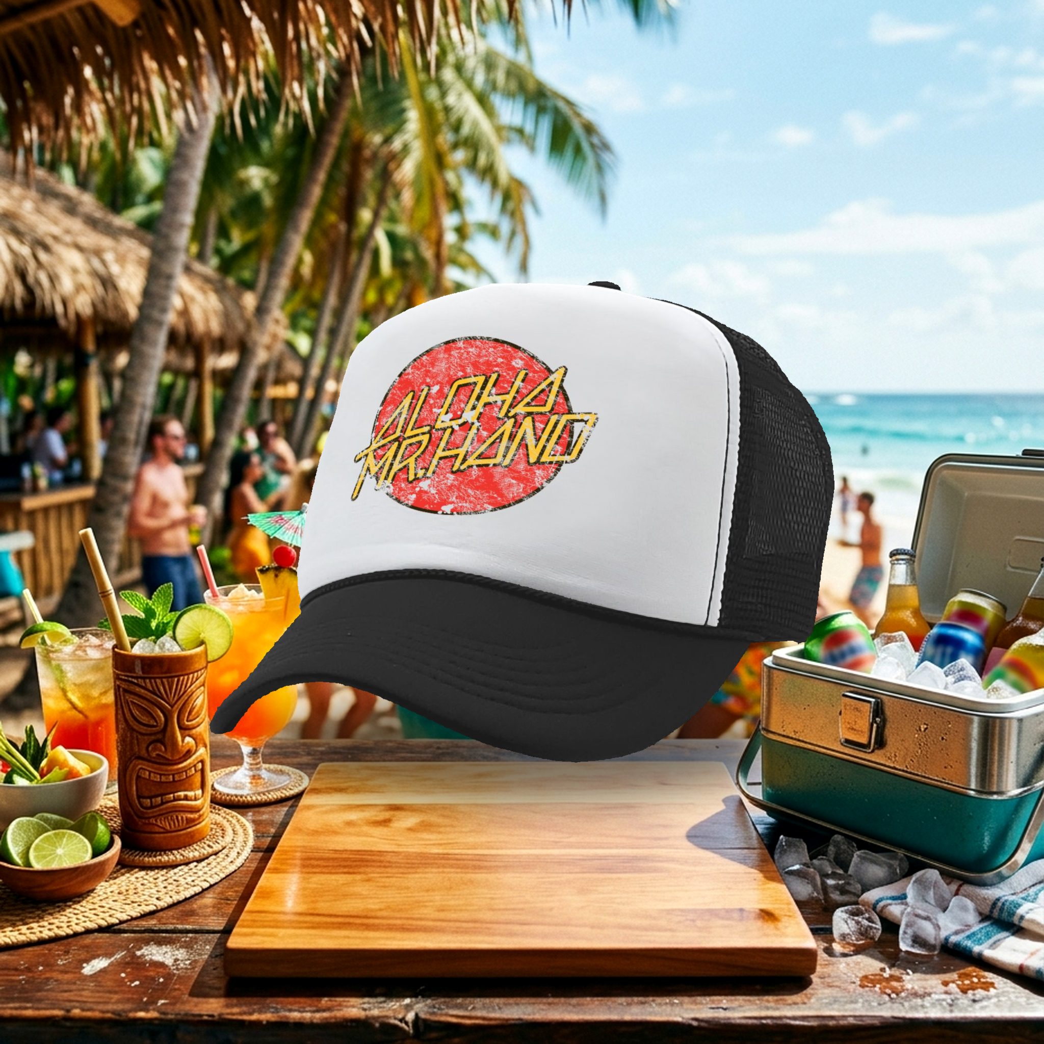 ALOHA MR HAND - ridgemont movie 1980's classic - Retro Style Trucker Cap Hat - Five Panel Retro Style TRUCKER Cap