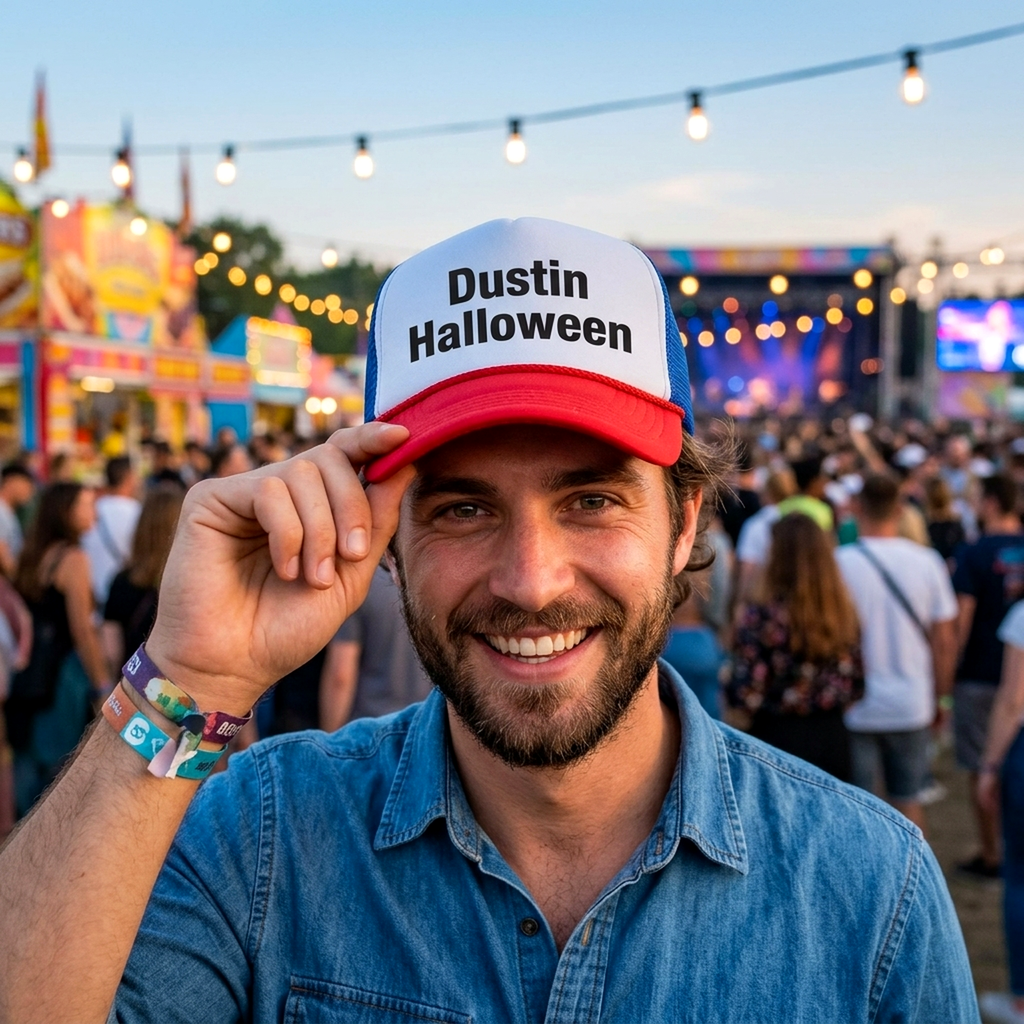 DUSTIN HALLOWEEN COSTUME - Five Panel Retro Style TRUCKER Cap