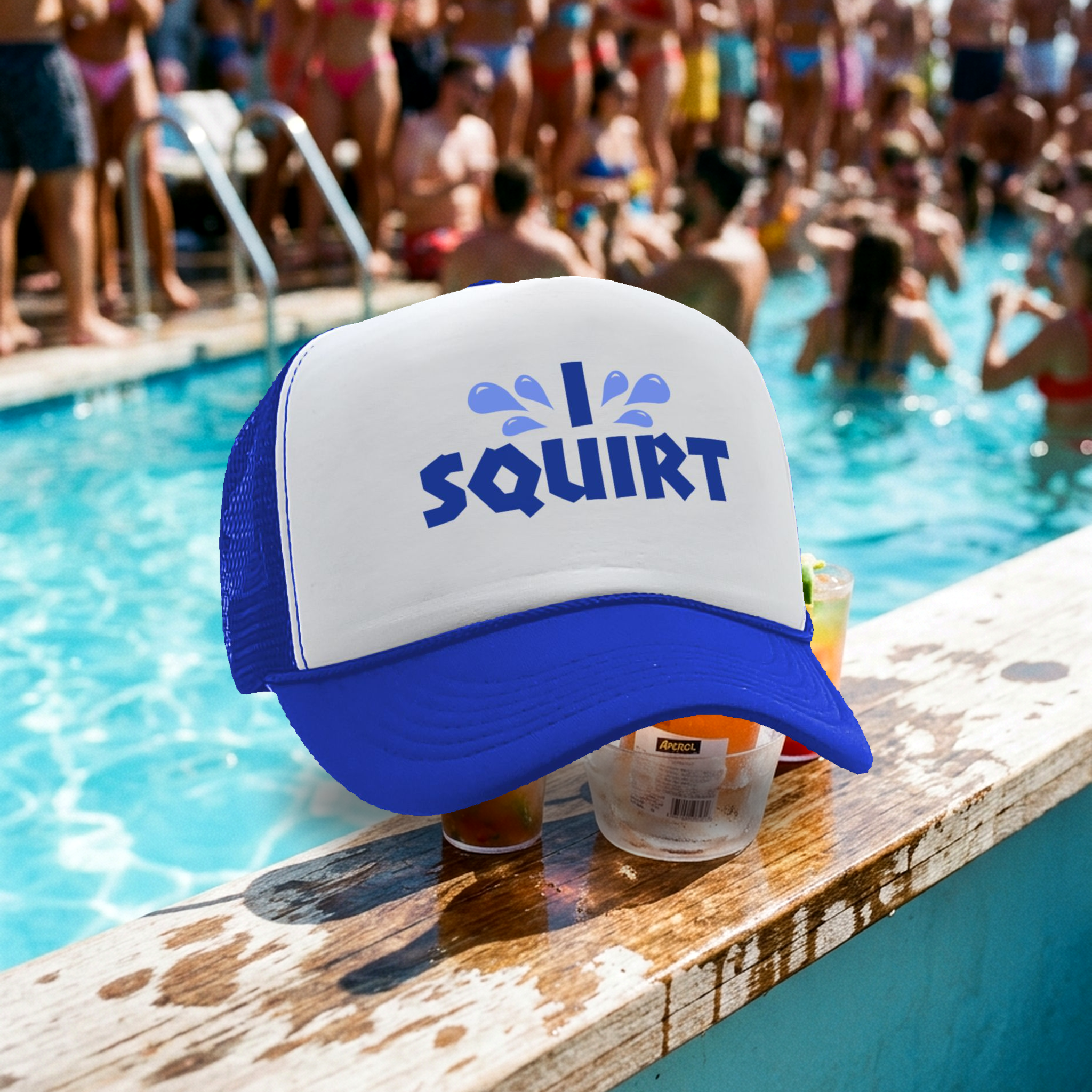 I Squirt - water wet female dirty joke - Vintage Retro Style Trucker Cap Hat - Five Panel Retro Style TRUCKER Cap
