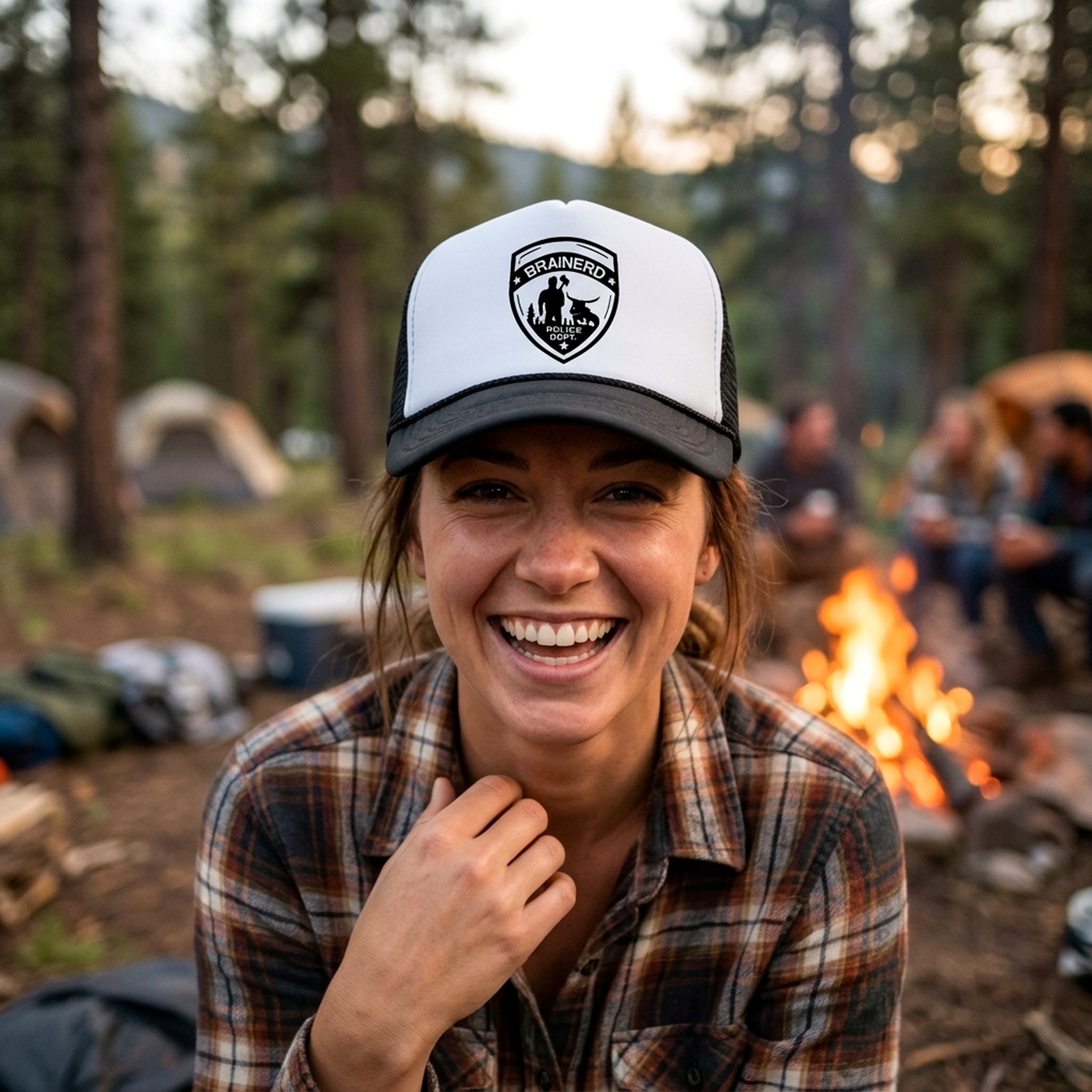 Brainerd PD Trucker Hat - Mesh Cap - Flat Bill Snap Back 5 Panel Hat