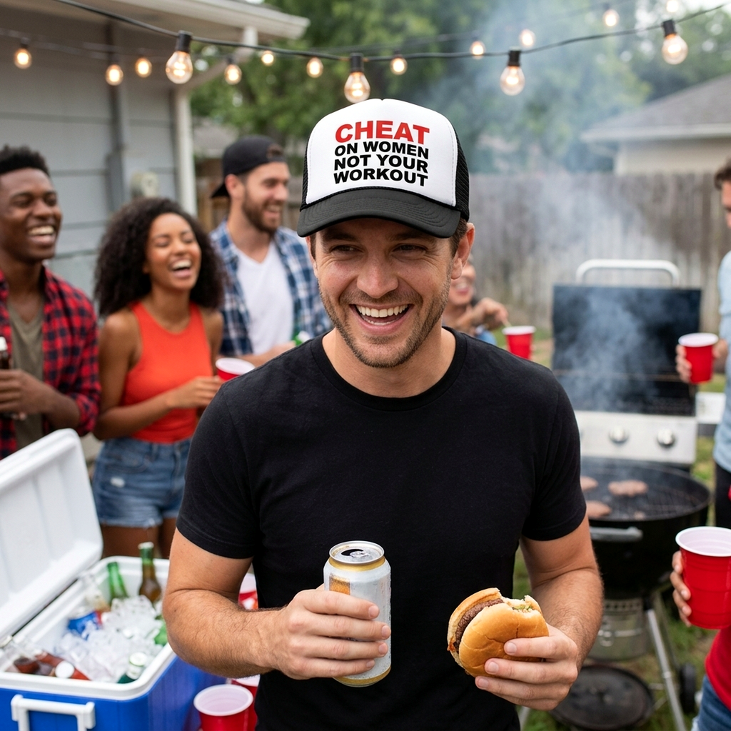 Cheat on Women Trucker Hat - Mesh Cap - Flat Bill Snap Back 5 Panel Hat