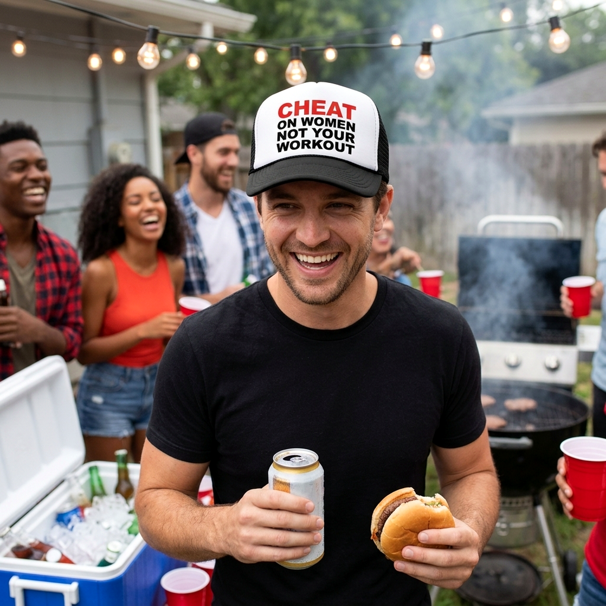 Cheat on Women Trucker Hat - Mesh Cap - Flat Bill Snap Back 5 Panel Hat