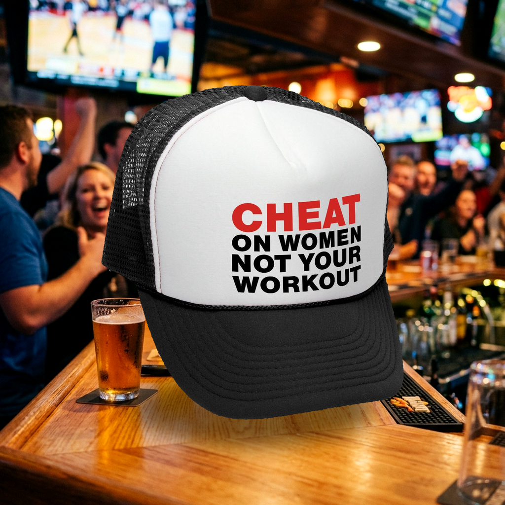 Cheat on Women Trucker Hat - Mesh Cap - Flat Bill Snap Back 5 Panel Hat