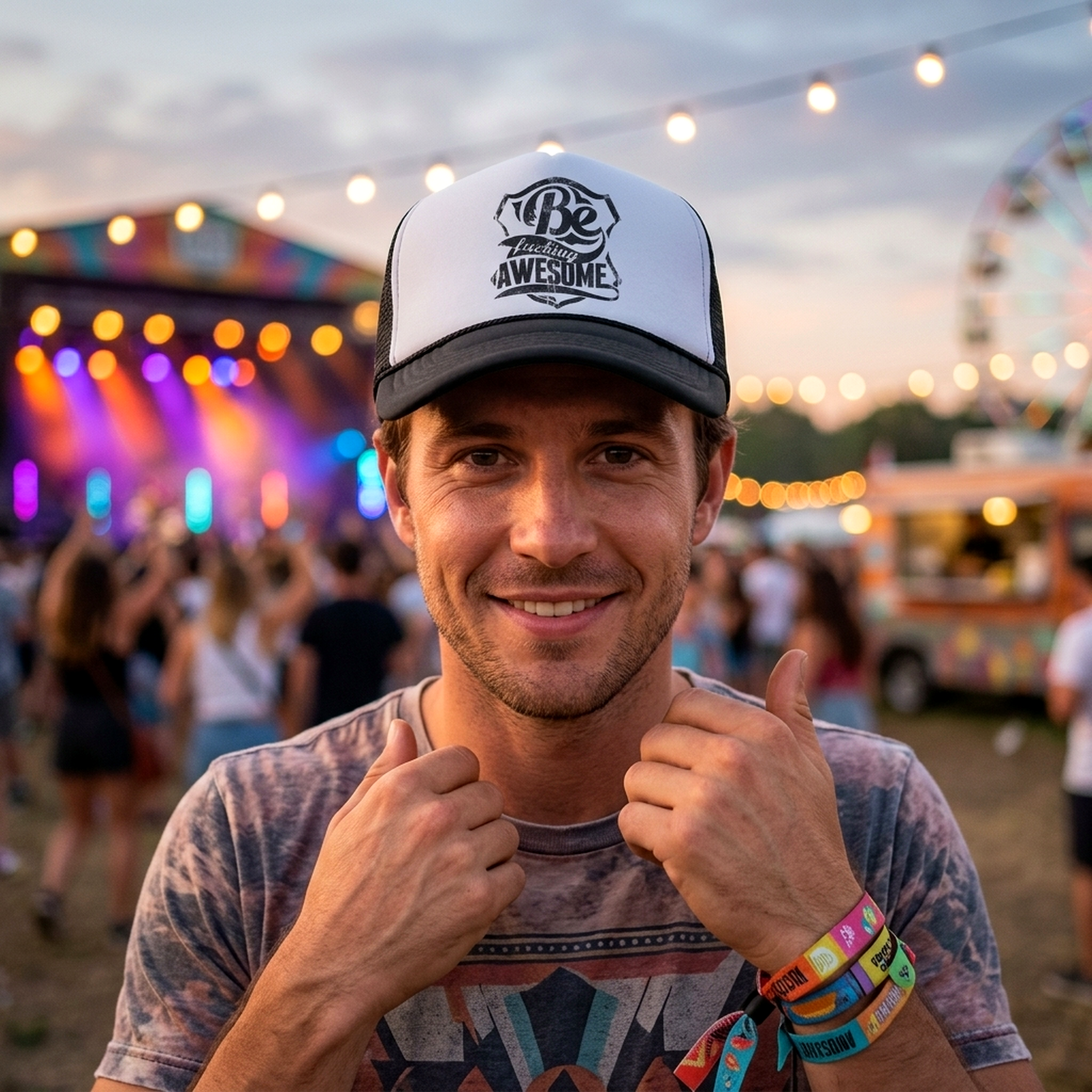 Be Fucking Awesome Trucker Hat - Mesh Cap - Flat Bill Snap Back 5 Panel Hat