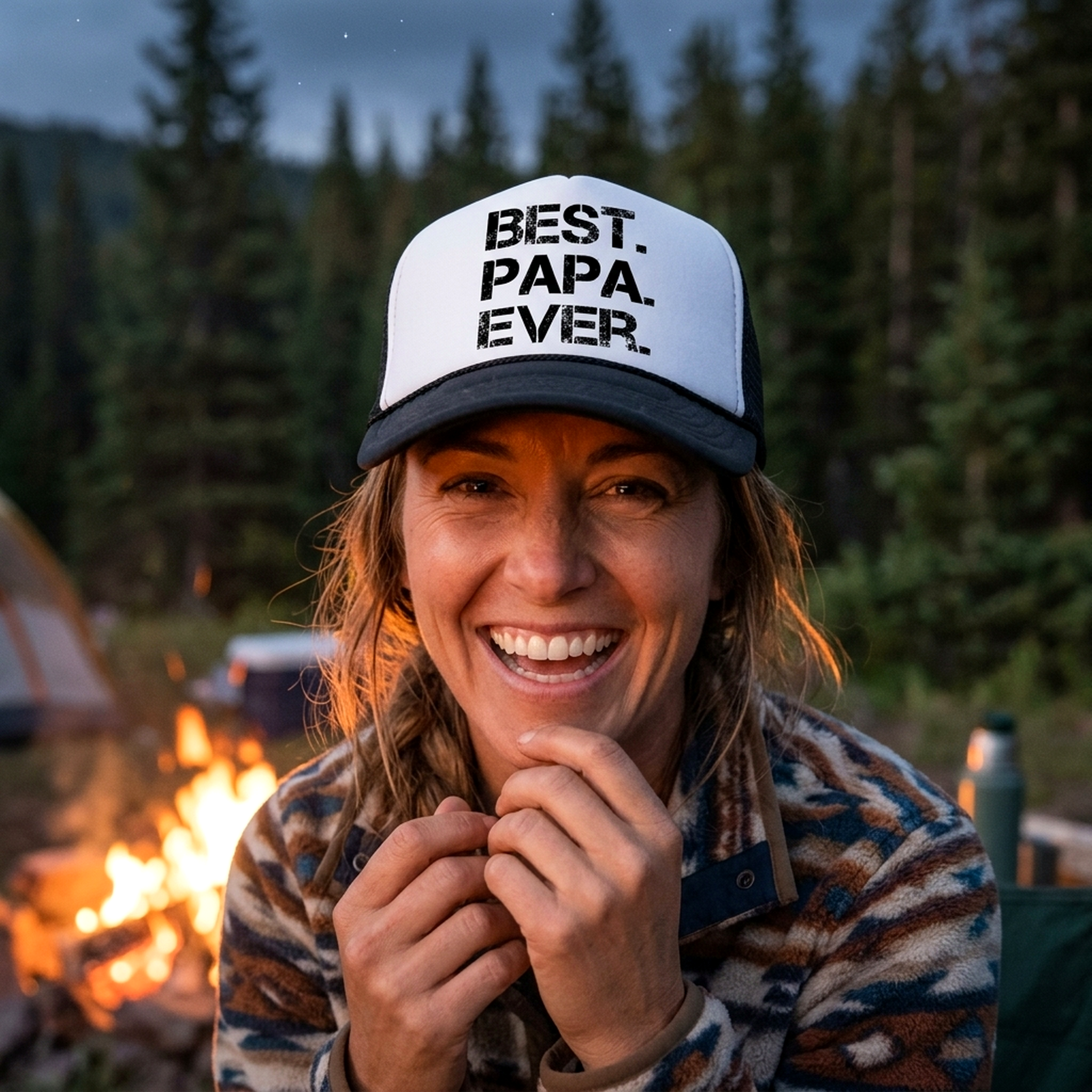Best. Papa. Ever. Trucker Hat - Mesh Cap - Flat Bill Snap Back 5 Panel Hat