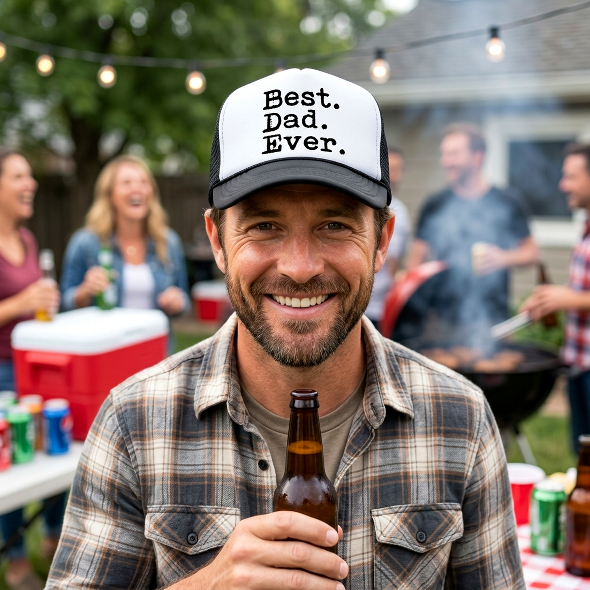 Best Dad Ever Trucker Hat - Mesh Cap - Flat Bill Snap Back 5 Panel Hat