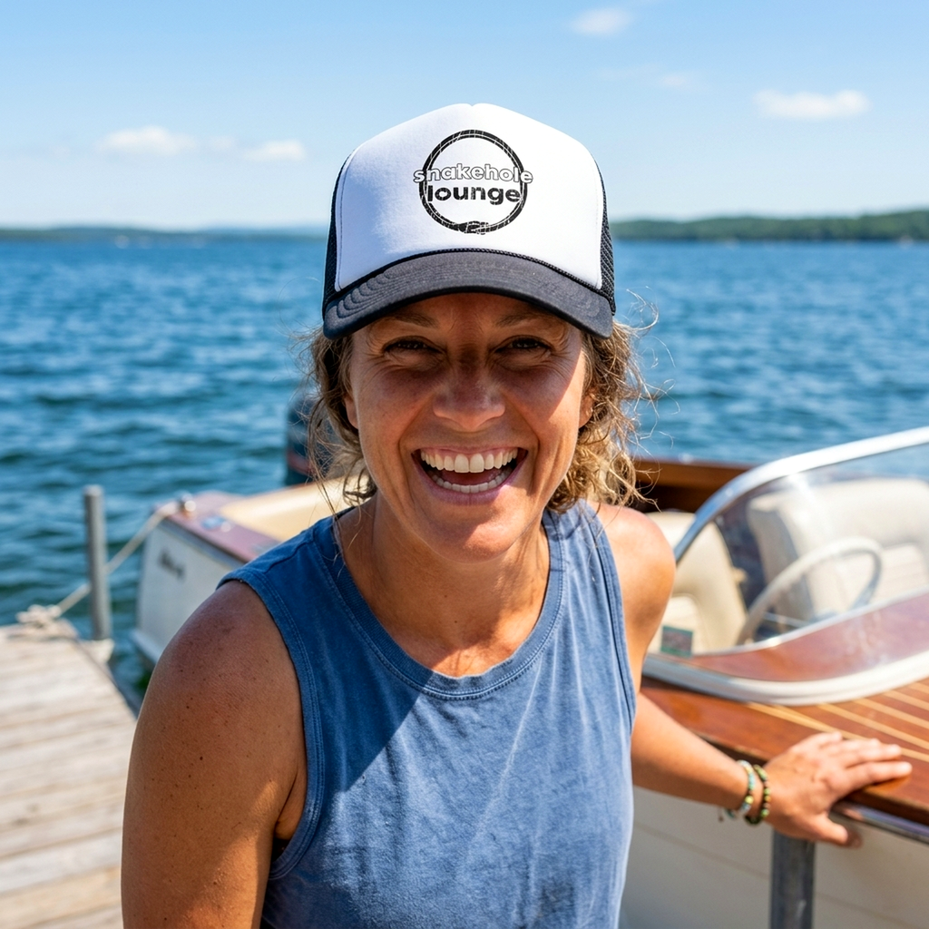 The Snakehole Lounge Trucker Hat - Five Panel Retro Style TRUCKER Cap