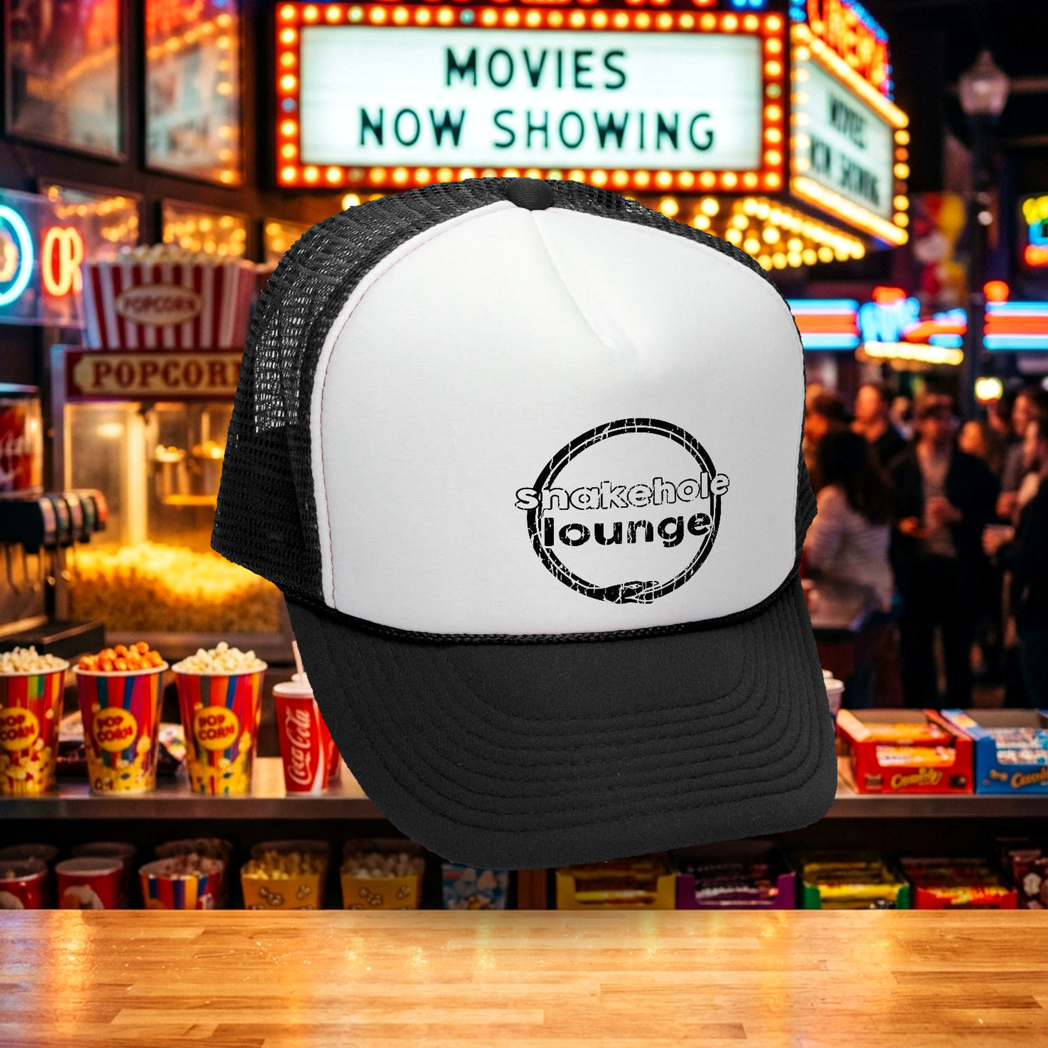 The Snakehole Lounge Trucker Hat - Five Panel Retro Style TRUCKER Cap