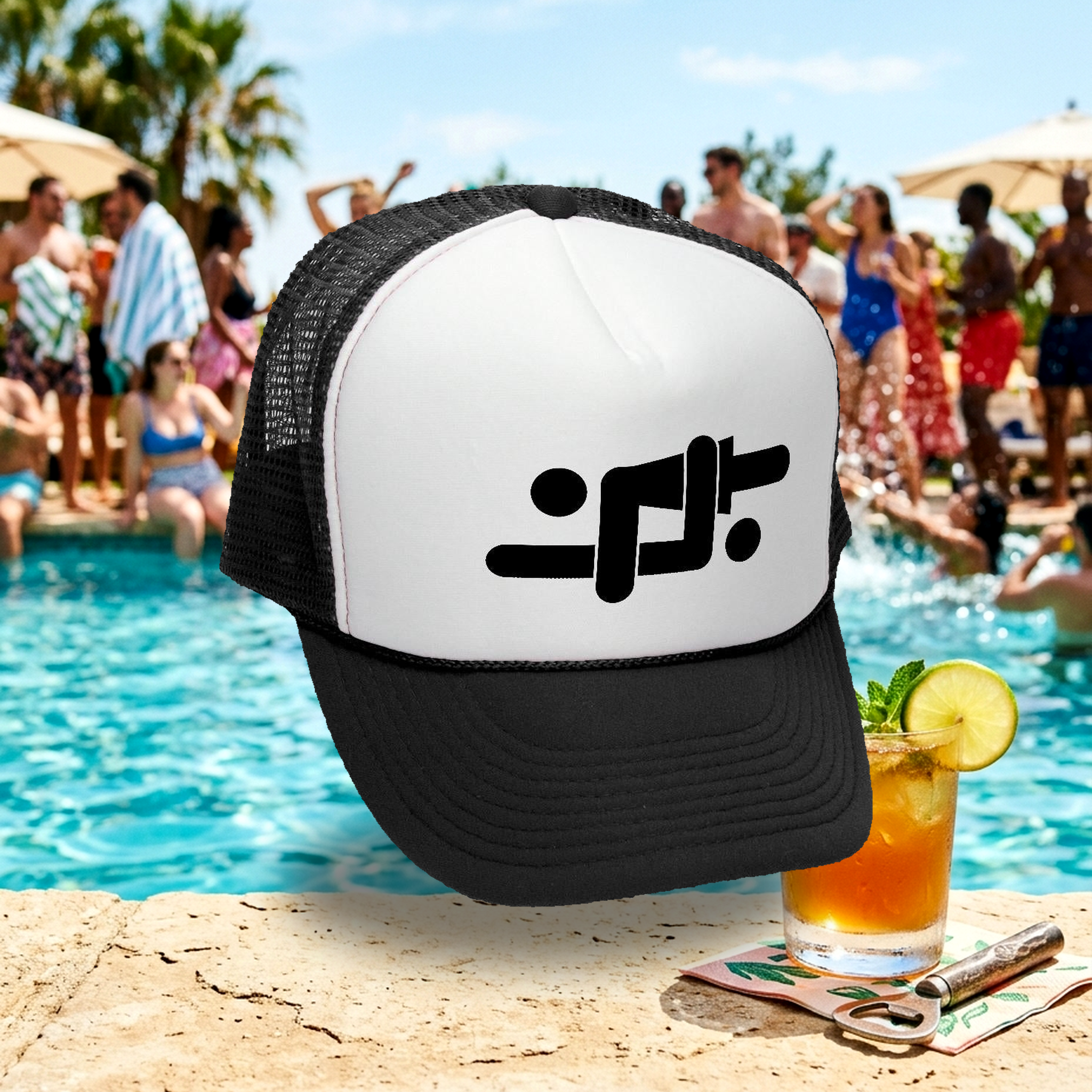 SIXTY NINE Symbol - Retro Vintage Mesh Trucker Cap Hat - Five Panel Retro Style TRUCKER Cap