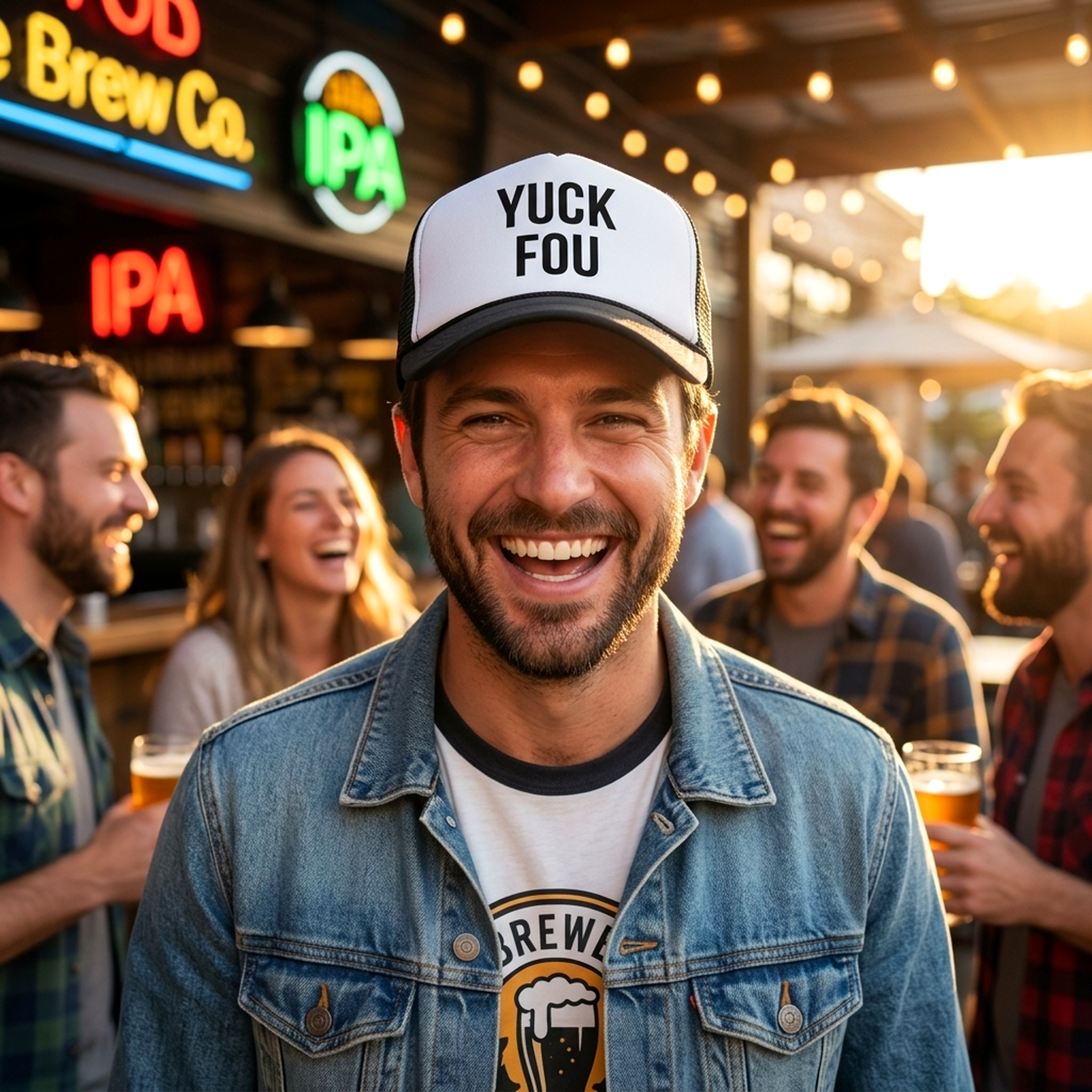 YUCK FOU - fuck you funny prank gag gift - Vintage Retro Style Trucker Cap Hat - Five Panel Retro Style TRUCKER Cap