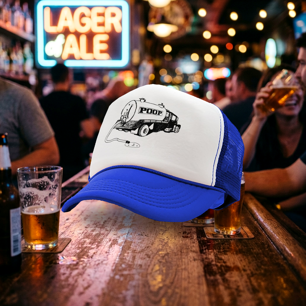 THE POOP TRUCK - gross joke gift - Vintage Retro Style Trucker Cap Hat - Five Panel Retro Style TRUCKER Cap