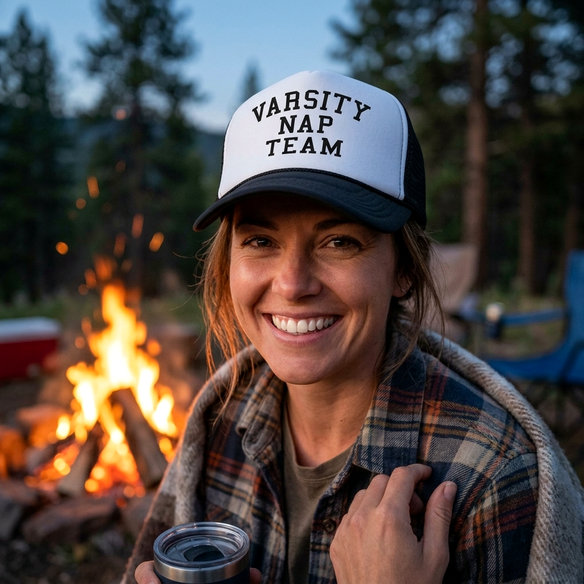 VARSITY NAP TEAM - college sleep joke - Vintage Retro Style Trucker Cap Hat - Five Panel Retro Style TRUCKER Cap