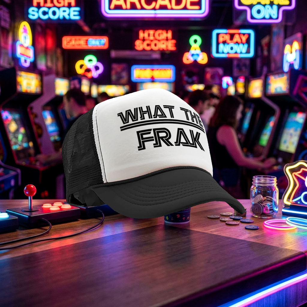 WHAT THE FRAK - galactica sci fi space 80's - Vintage Retro Style Trucker Cap Hat - Five Panel Retro Style TRUCKER Cap