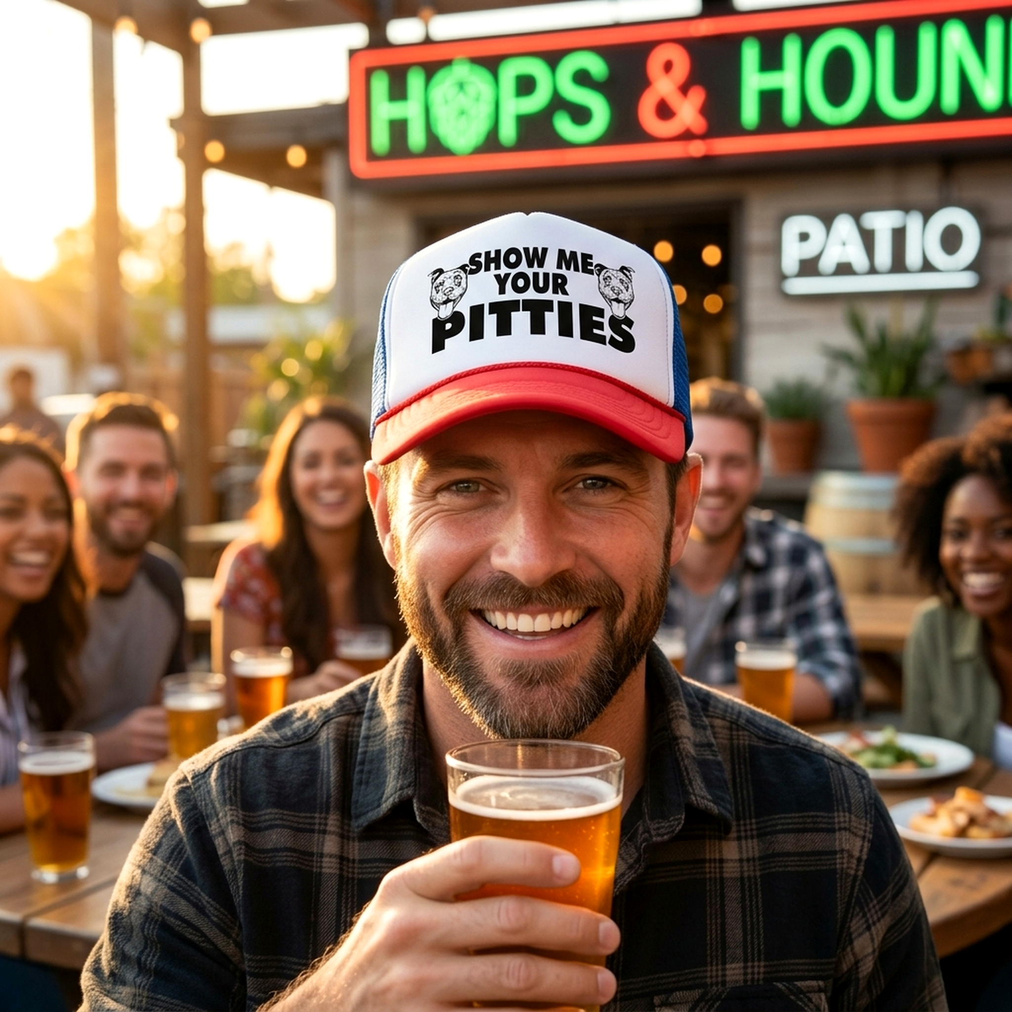 Show Me Your PITTIES - pit bull dog pitbull love - Vintage Retro Style Trucker Cap Hat - Five Panel Retro Style TRUCKER Cap