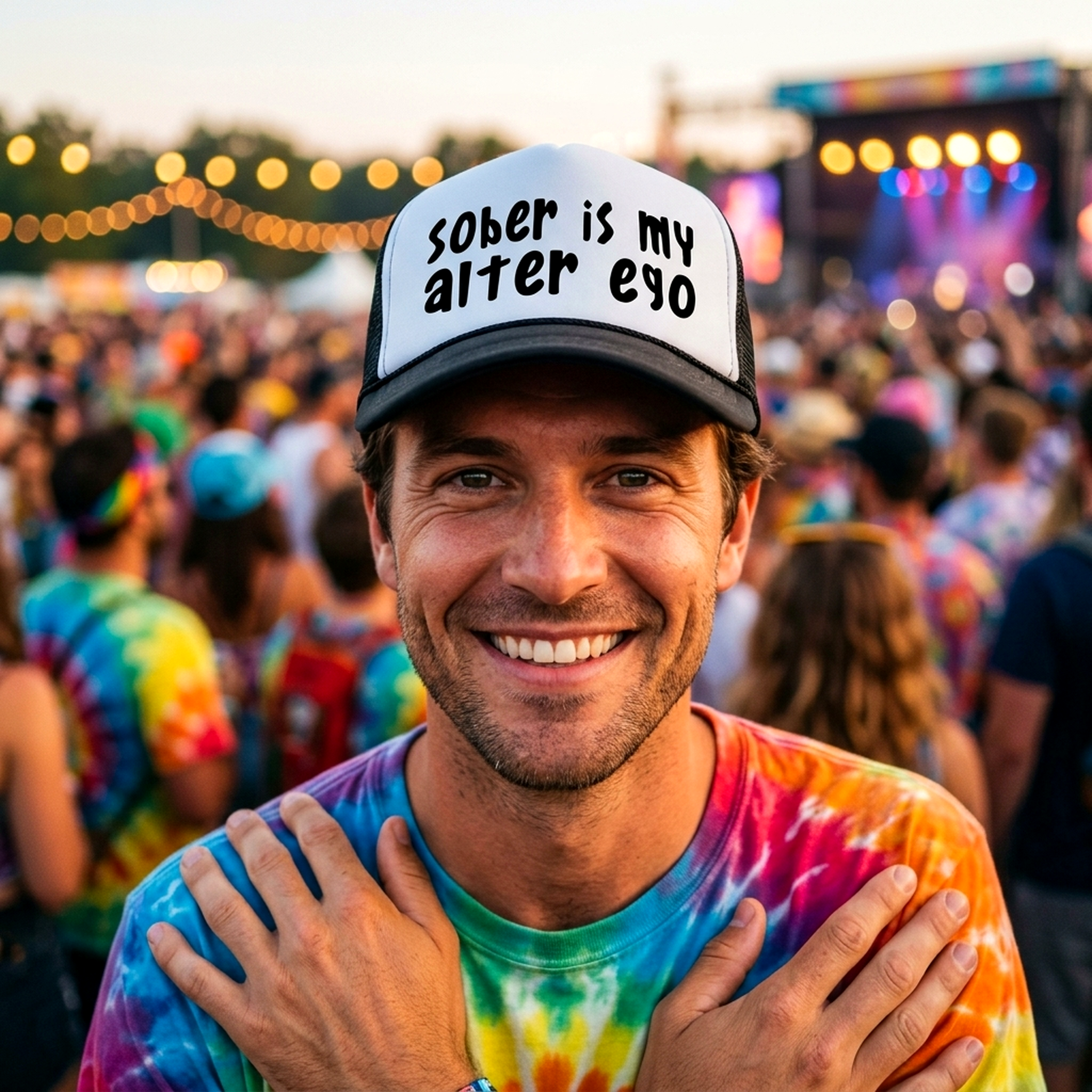 Sober is my alter ego -Mesh Trucker Hat Cap - Five Panel Retro Style TRUCKER Cap