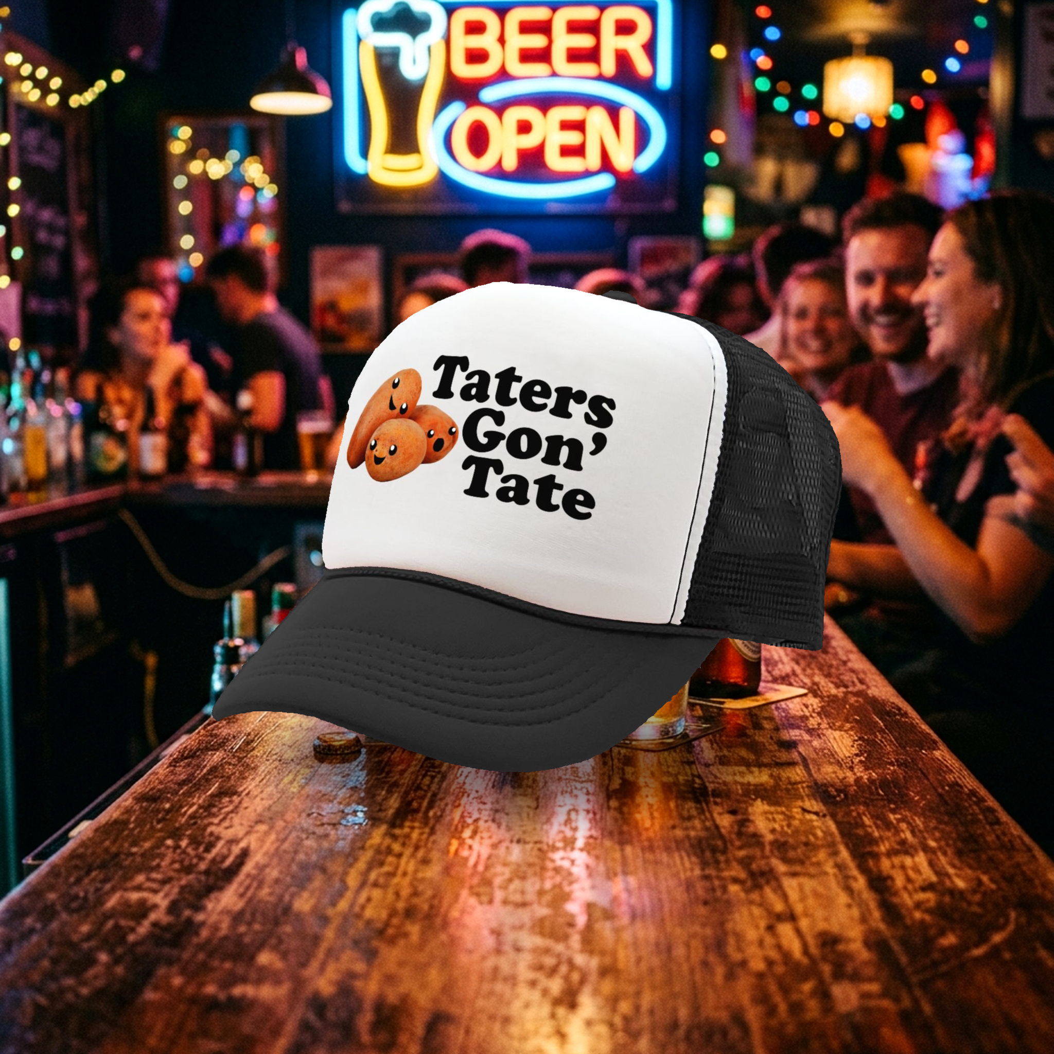 TATERS GON' TATE - funny joke gag gift hat - Vintage Retro Style Trucker Cap Hat - Five Panel Retro Style TRUCKER Cap
