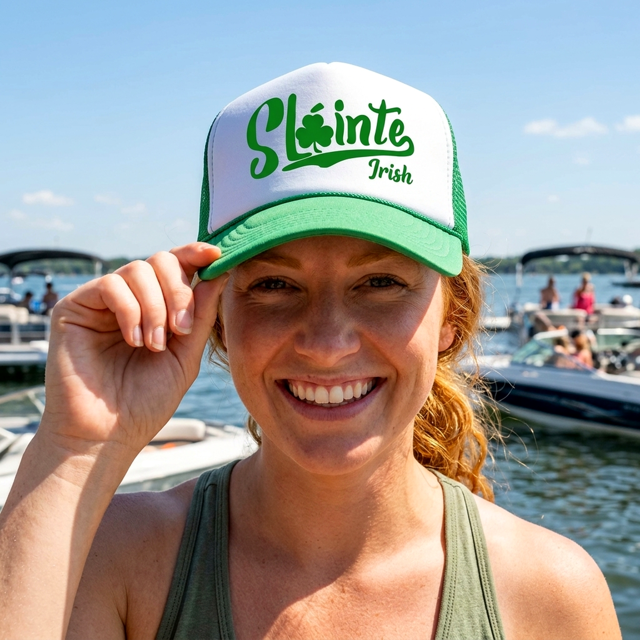 SLAINTE - ireland irish st paddys patricks day - Vintage Retro Style Trucker Cap Hat - Five Panel Retro Style TRUCKER Cap