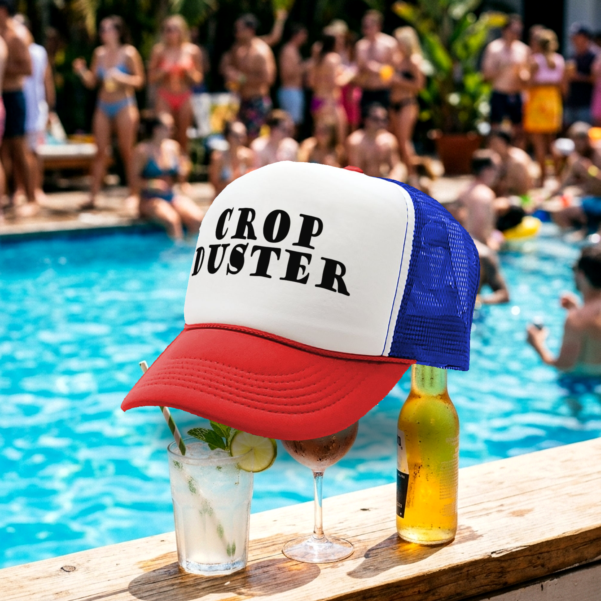 CROP DUSTER - funny fart prank joke - Vintage Retro Style Trucker Cap Hat - Five Panel Retro Style TRUCKER Cap