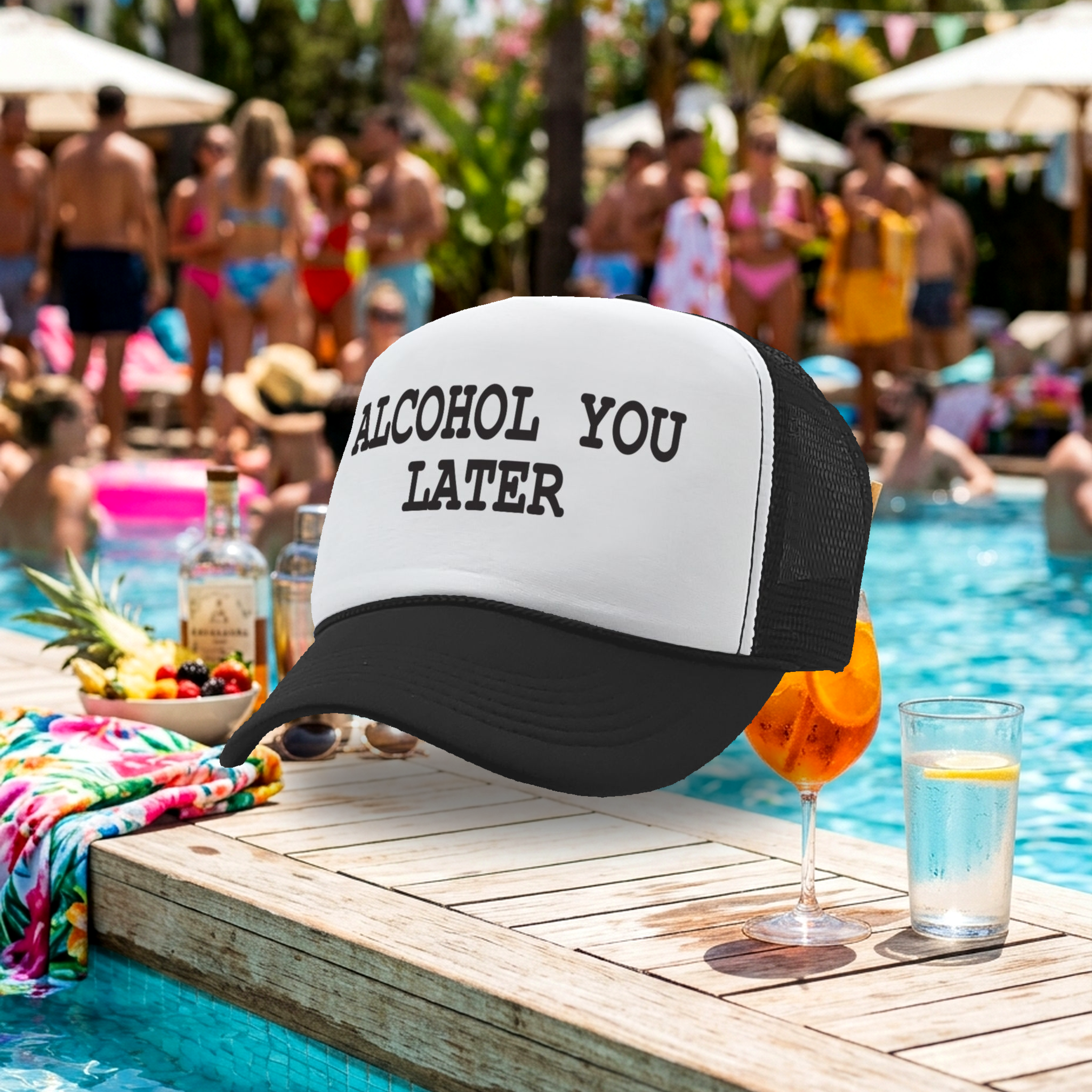 ALCOHOL YOU LATER - i'll call funny drinking - Vintage Retro Style Trucker Cap Hat - Five Panel Retro Style TRUCKER Cap