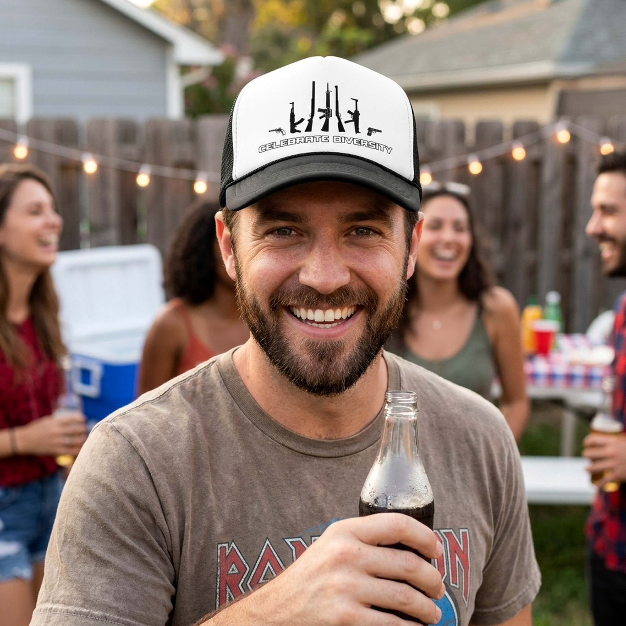 Celebrate Diversity Trucker Hat - Mesh Cap - Five Panel Retro Style TRUCKER Cap
