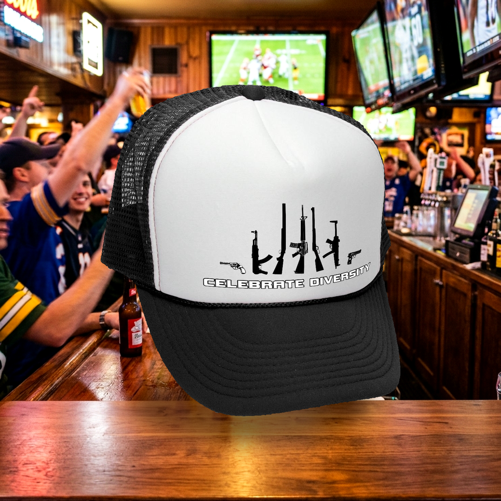 Celebrate Diversity Trucker Hat - Mesh Cap - Five Panel Retro Style TRUCKER Cap