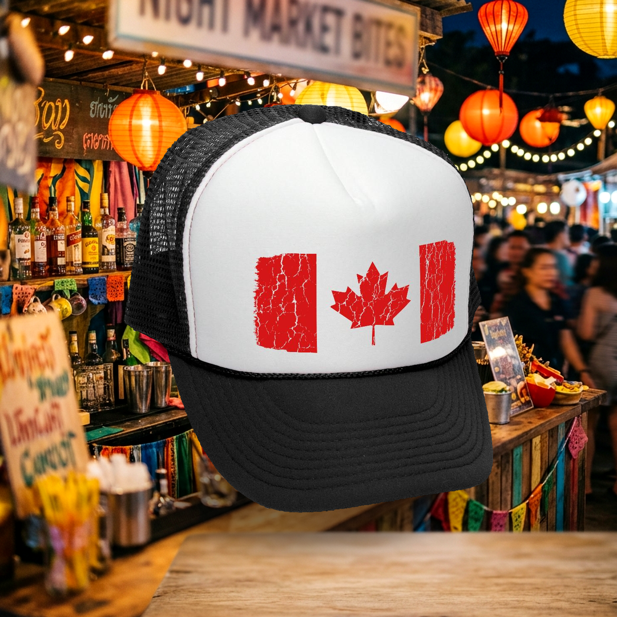 CanadianFlag Trucker Hat - Mesh Cap - Five Panel Retro Style TRUCKER Cap