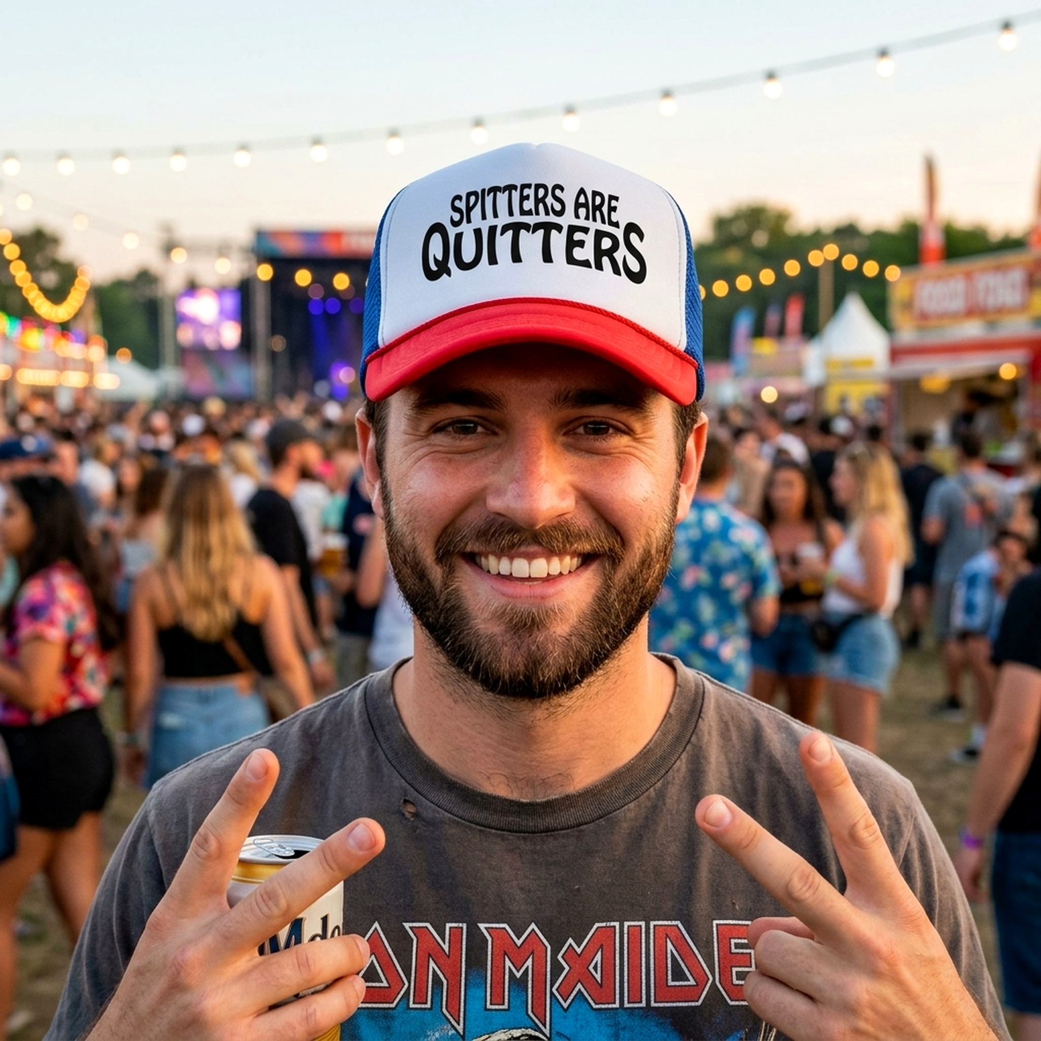 SPITTERS ARE QUITTERS - funny joke sexy - Vintage Retro Style Trucker Cap Hat - Five Panel Retro Style TRUCKER Cap