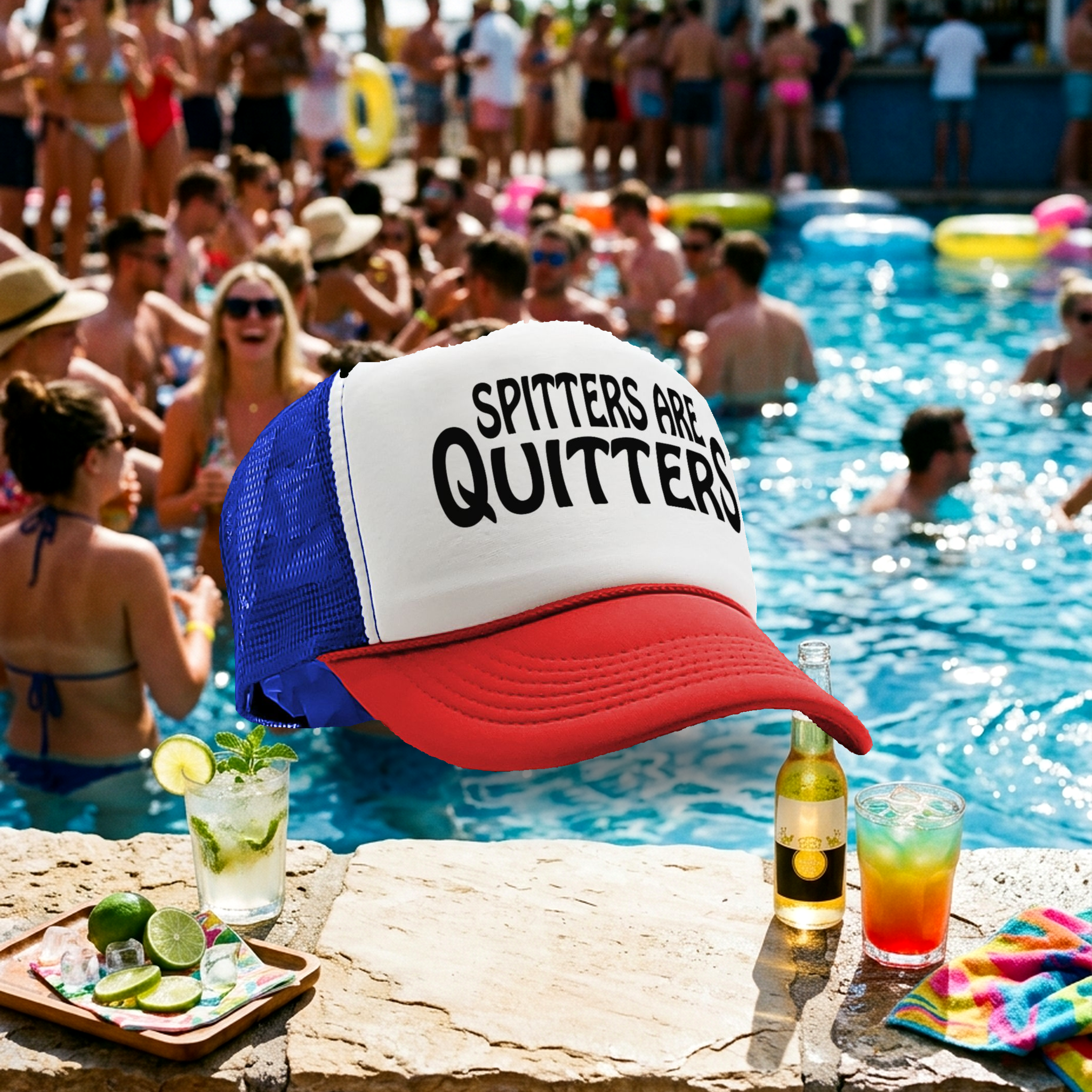 SPITTERS ARE QUITTERS - funny joke sexy - Vintage Retro Style Trucker Cap Hat - Five Panel Retro Style TRUCKER Cap