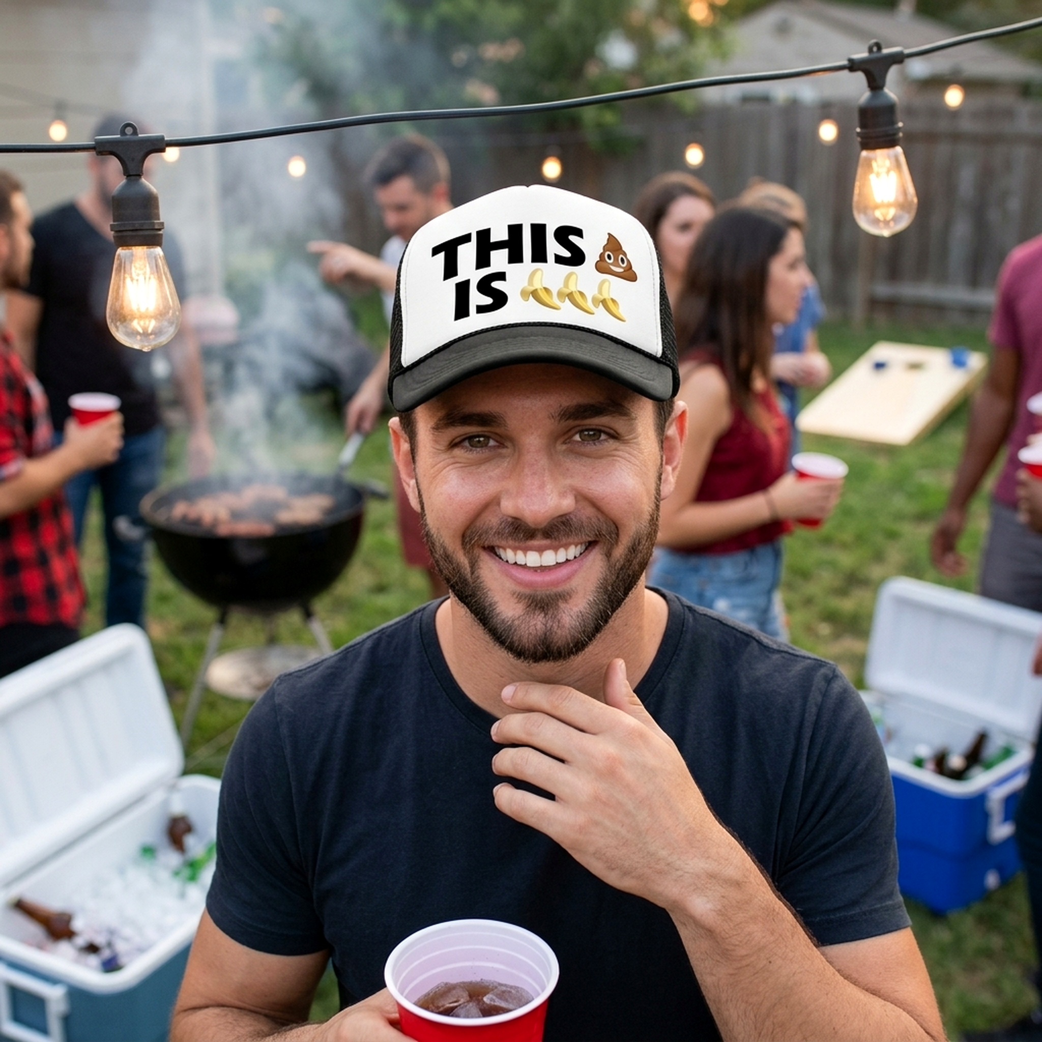THIS S--- IS BANANAS - funny parody joke - Mesh Trucker Hat Cap - Five Panel Retro Style TRUCKER Cap