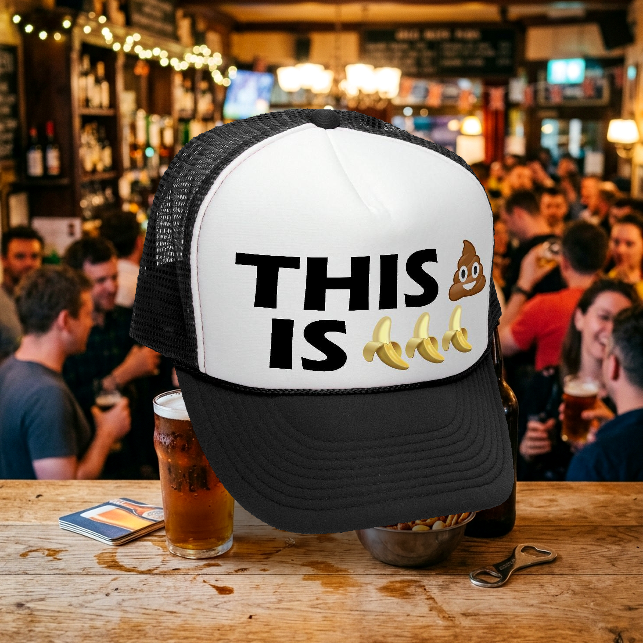 THIS S--- IS BANANAS - funny parody joke - Mesh Trucker Hat Cap - Five Panel Retro Style TRUCKER Cap