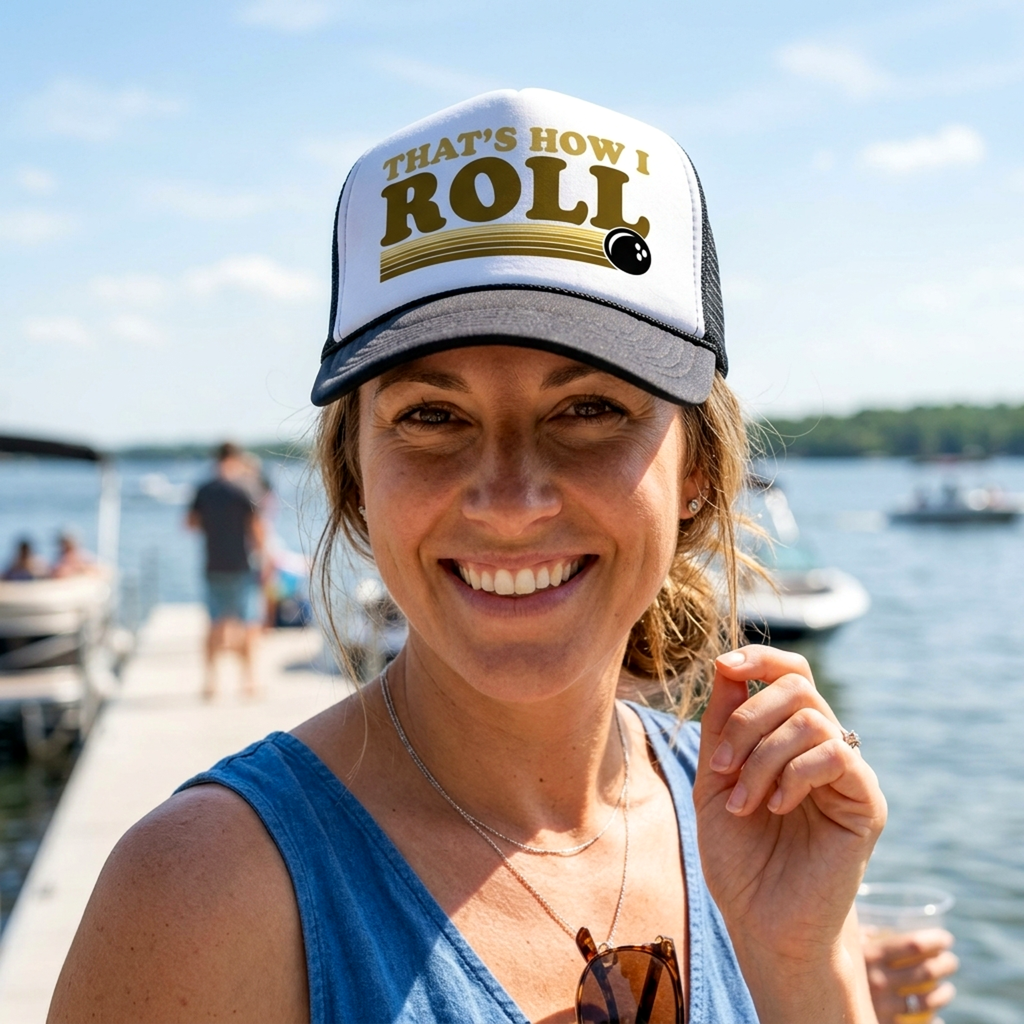 THAT'S HOW I ROLL - bowling retro ball - Vintage Retro Style Trucker Cap Hat - Five Panel Retro Style TRUCKER Cap