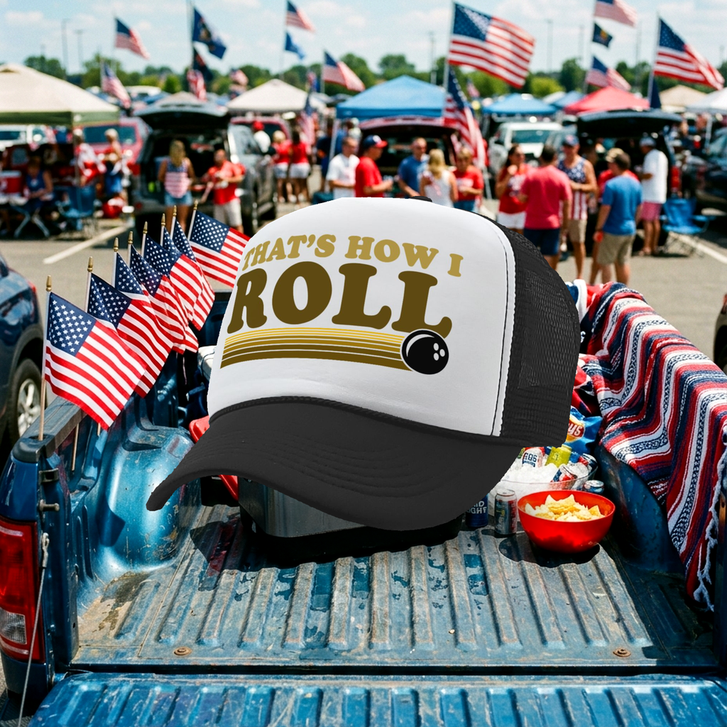 THAT'S HOW I ROLL - bowling retro ball - Vintage Retro Style Trucker Cap Hat - Five Panel Retro Style TRUCKER Cap